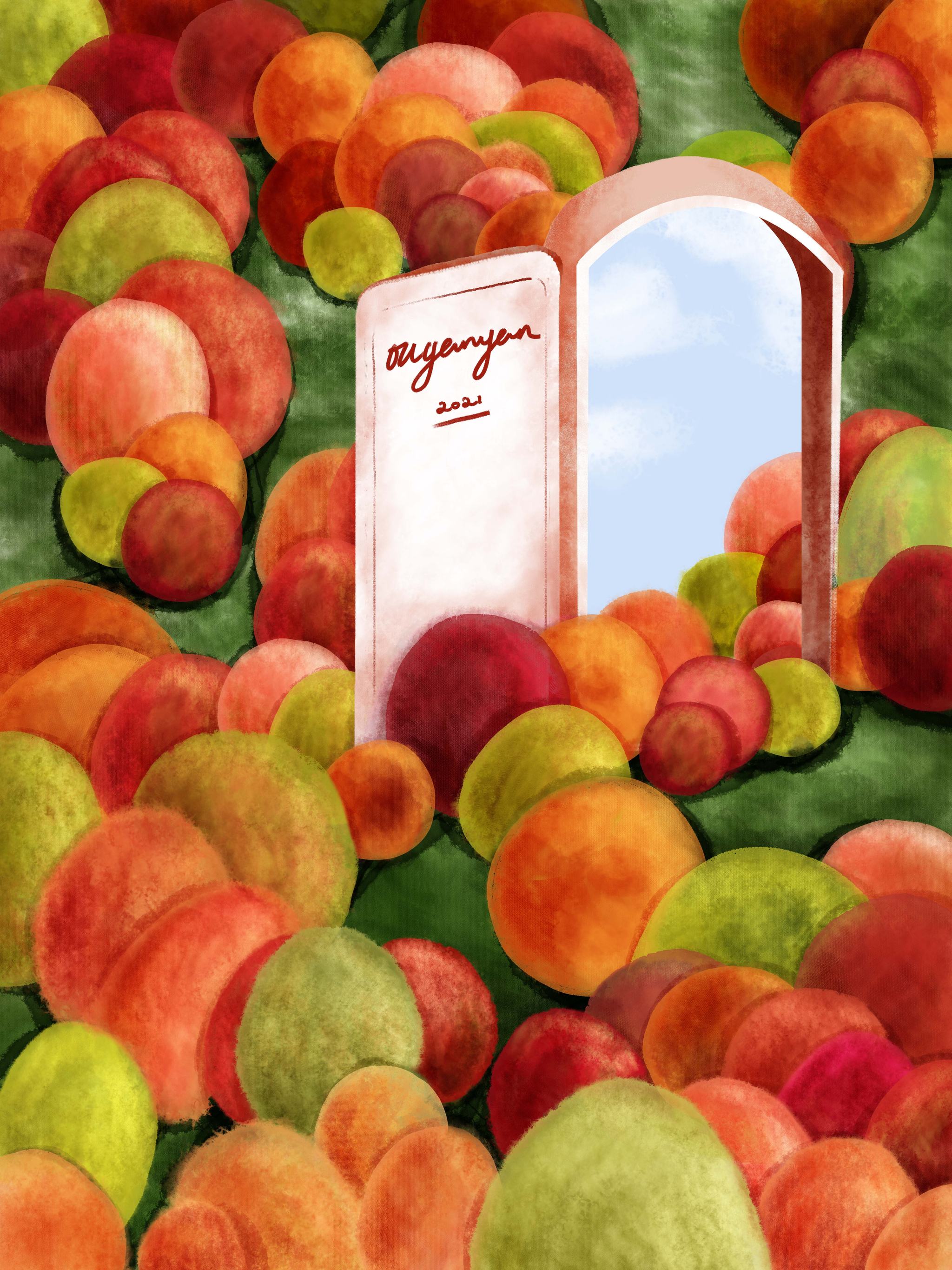 水彩插画|秋色球球草之任意门