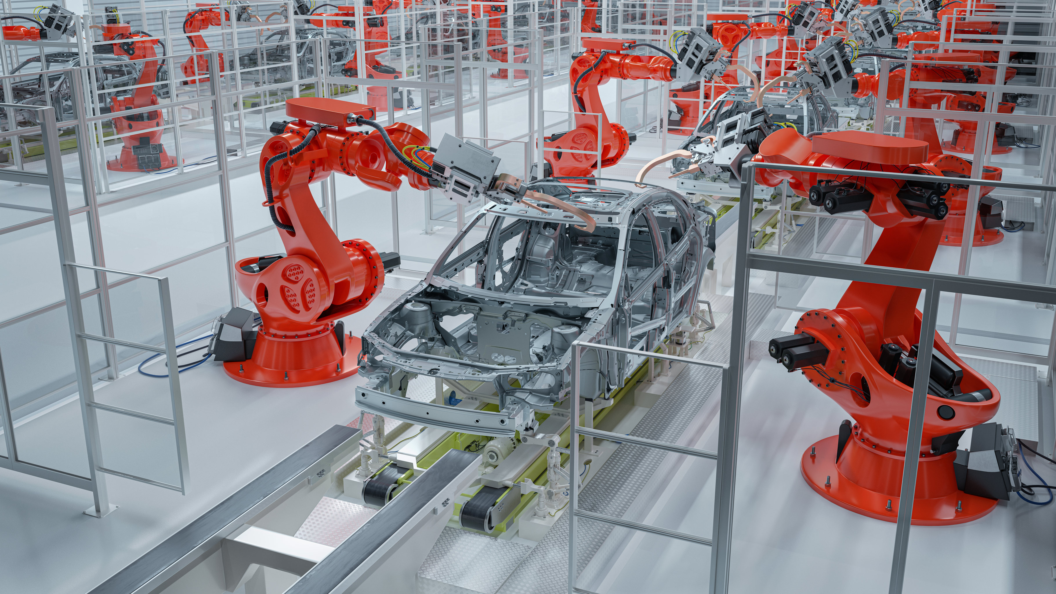 汽车工厂_工业机器人_流水线