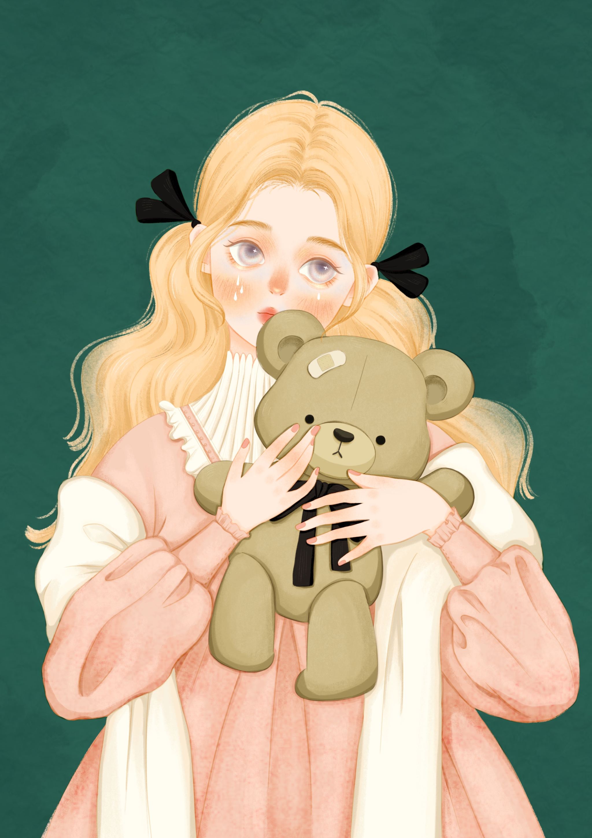 抱着小熊的女孩