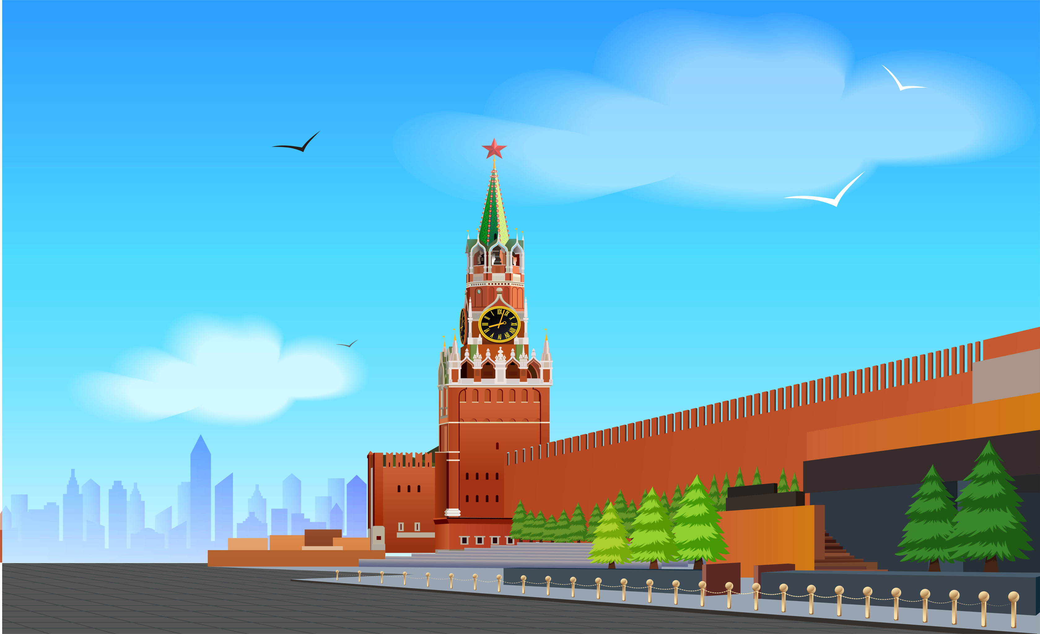 矢量俄罗斯莫斯科红场建筑