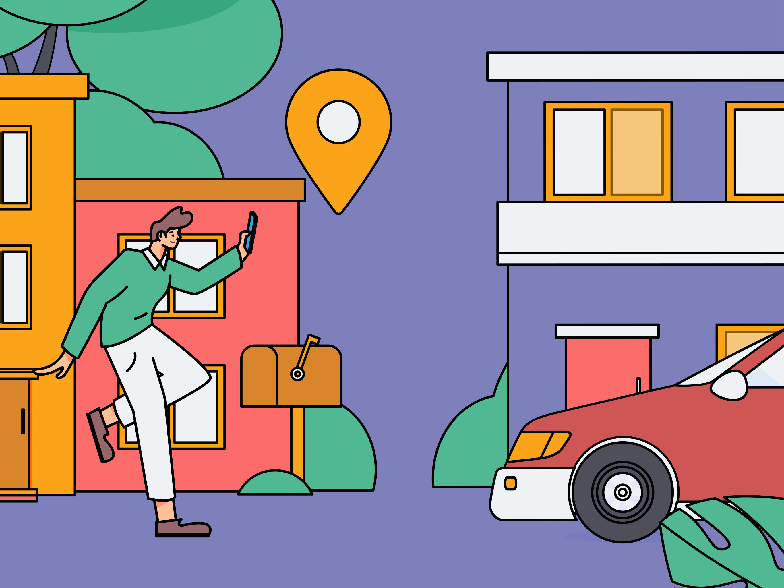 白领打车出行扁平矢量概念运营插画