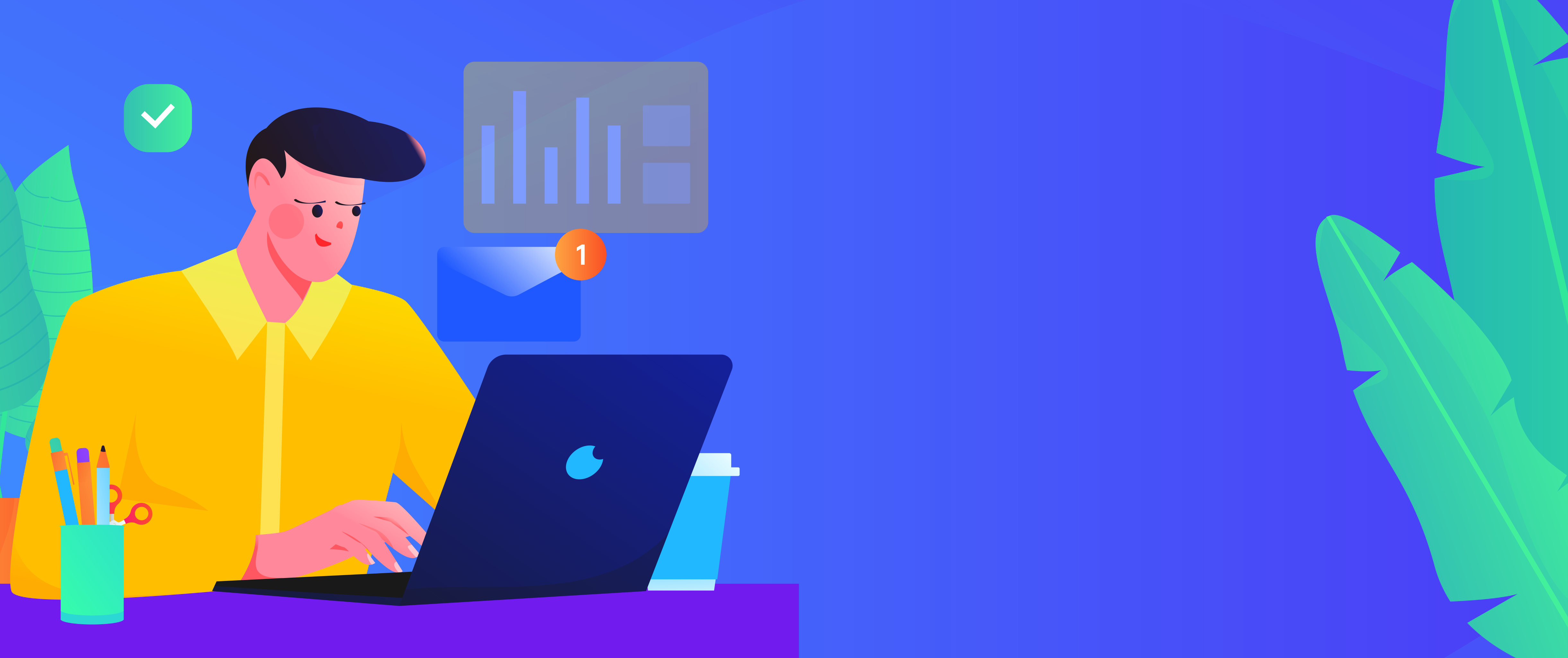 协作的卡通男女互联网矢量人物场景插画