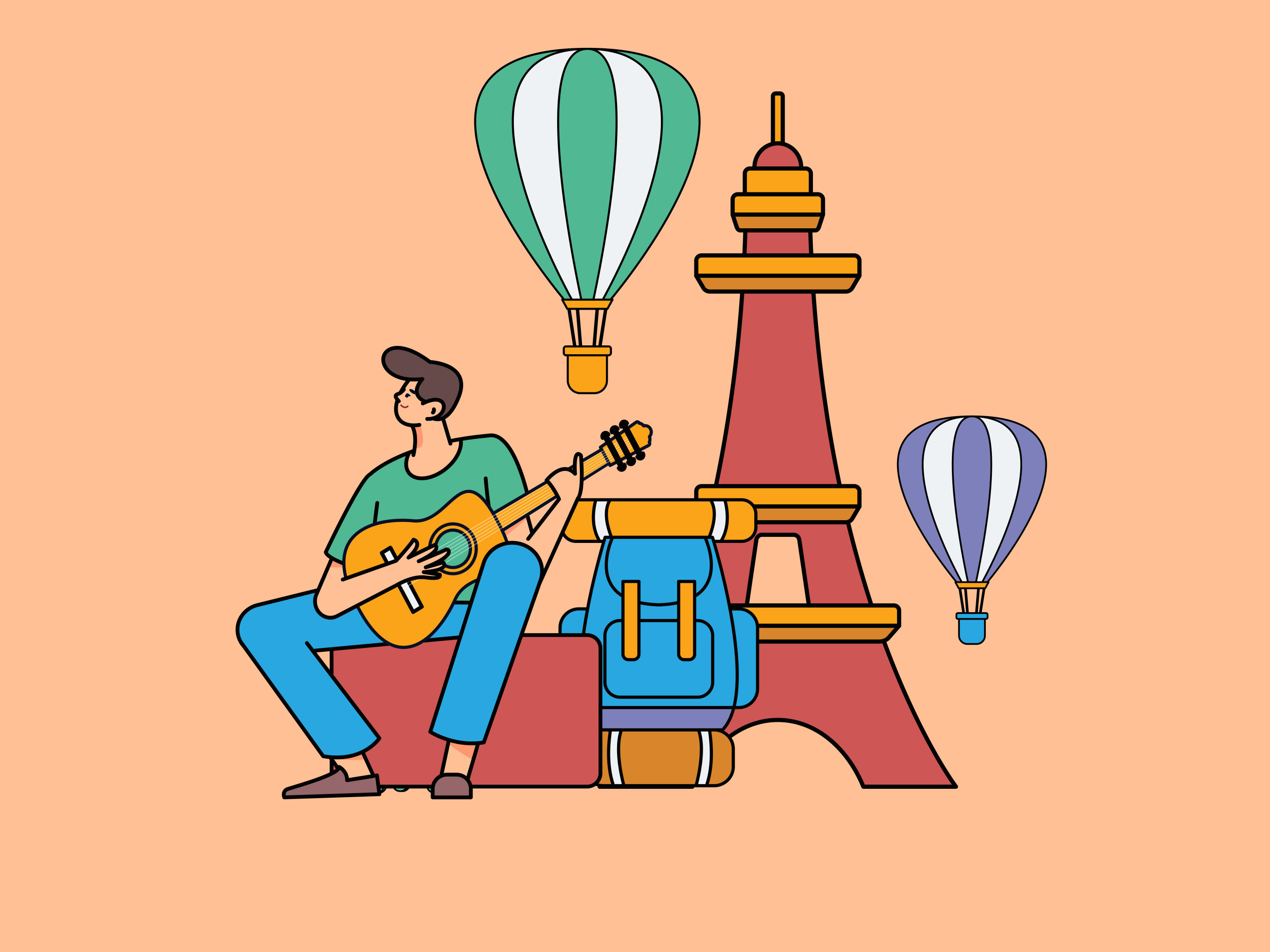 节假日旅游出行人物互联网背景矢量插画