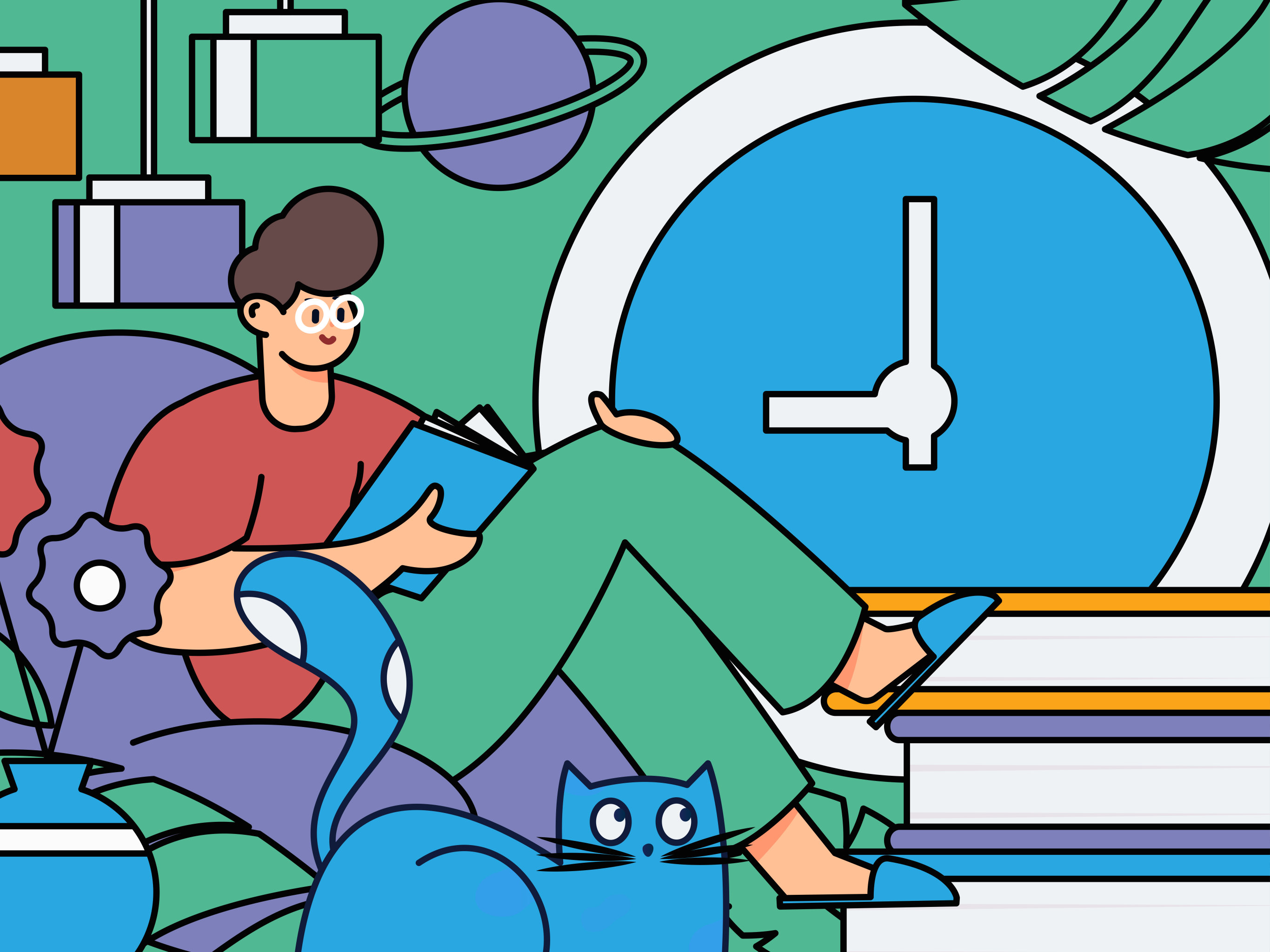 阅读的人物扁平矢量概念运营插画 - yellowhouse - 原创作品 - 视觉中