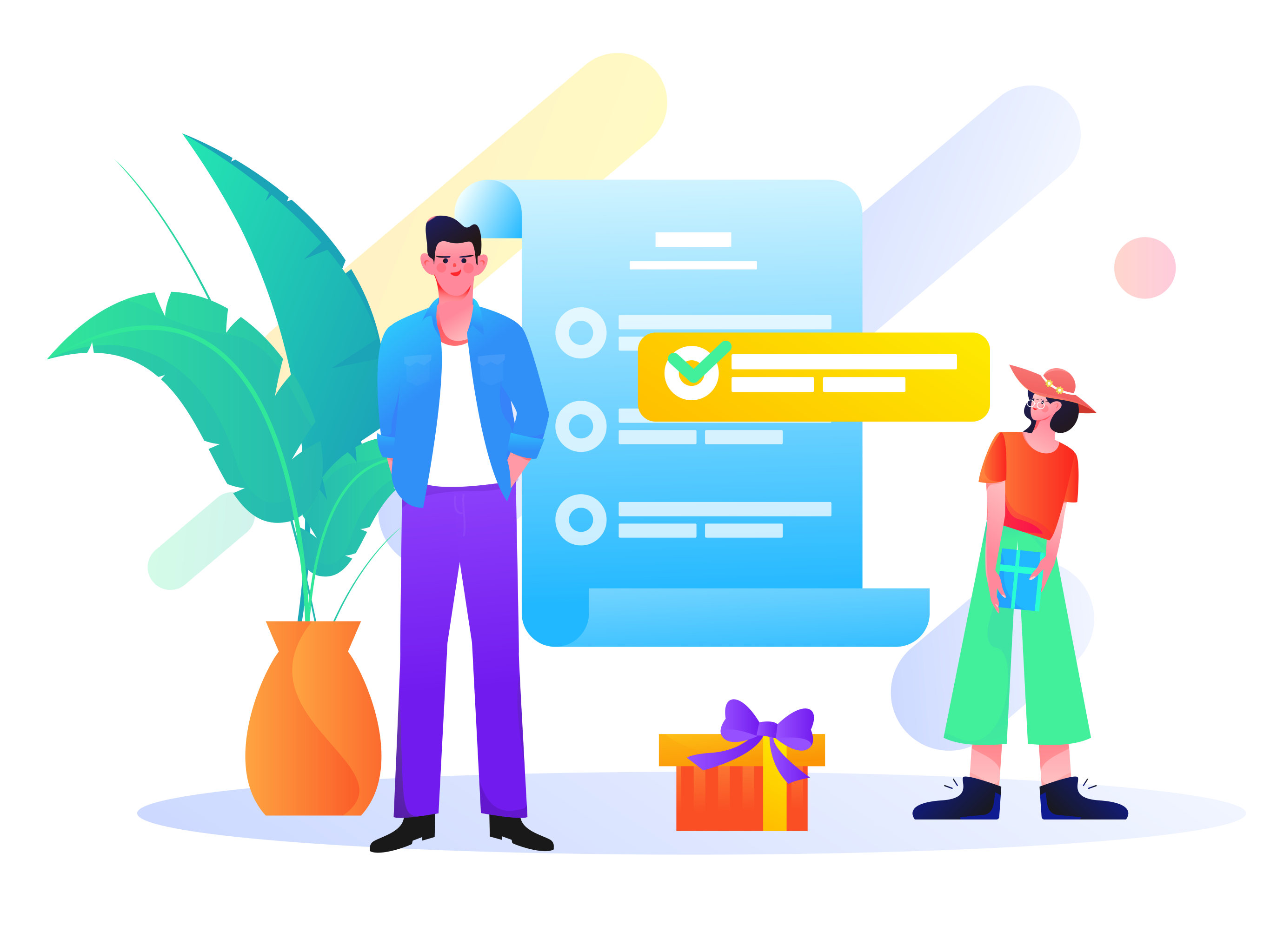 邀请好友进行问卷调查获得红包人物互联网背景矢量插画