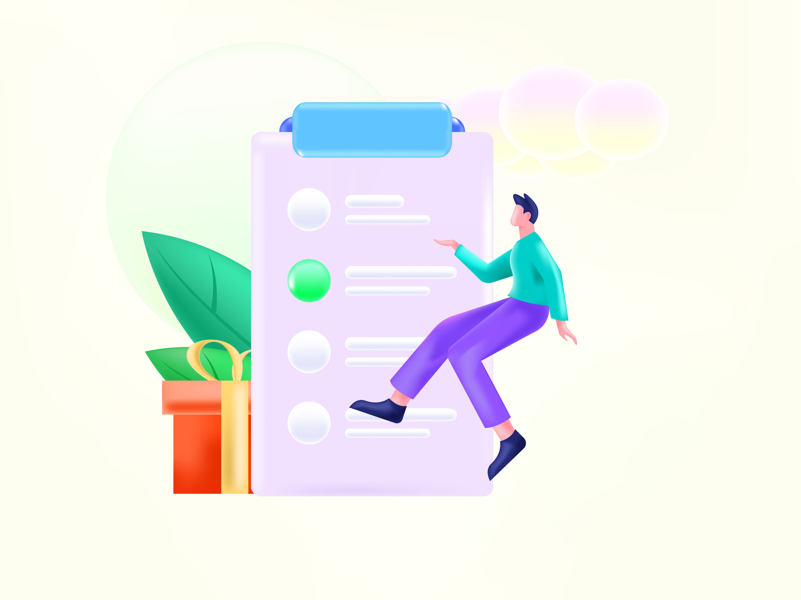 3d创意邀请用户进行问卷调查矢量人物插画