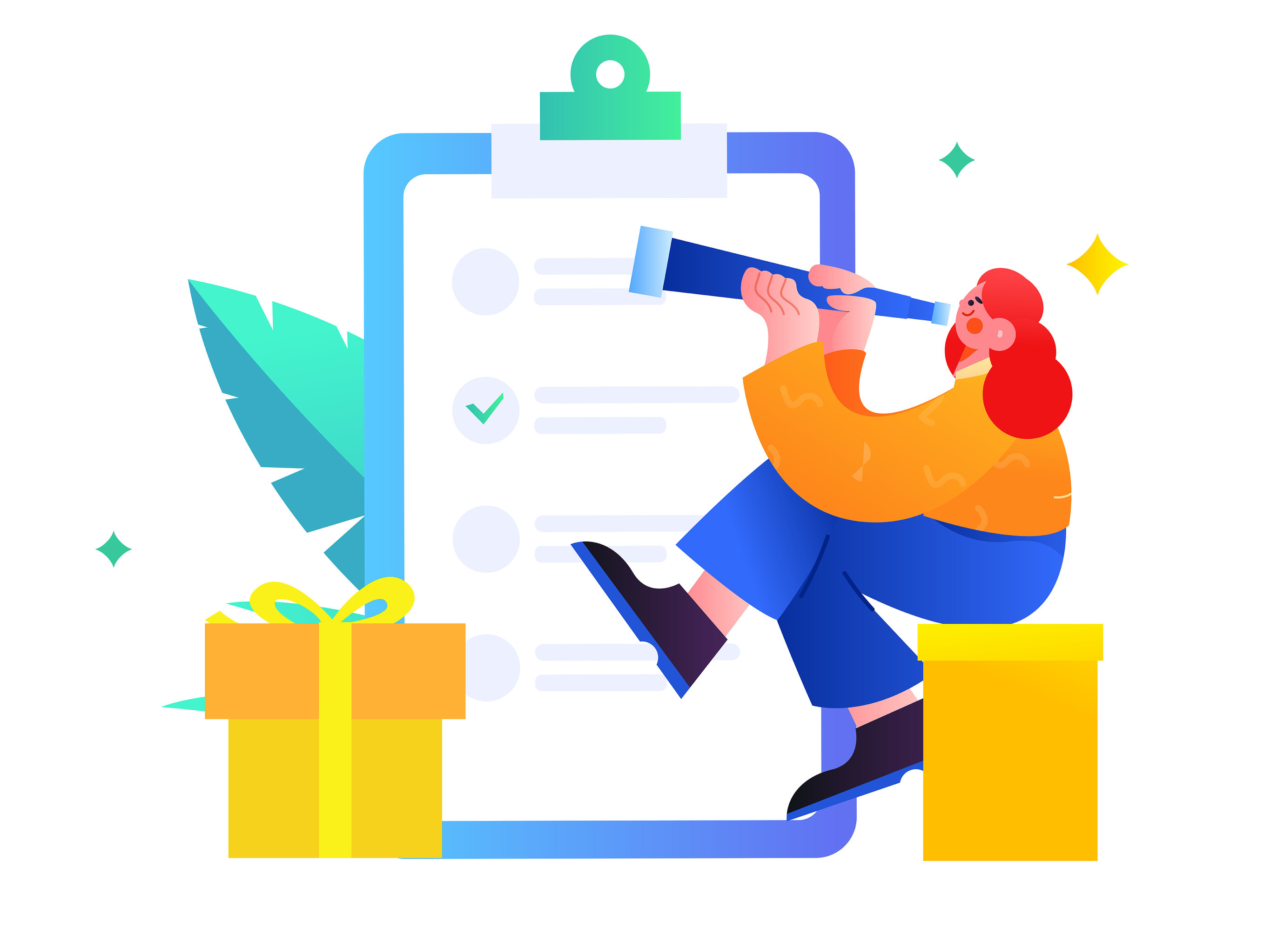 邀请问卷调查 矢量插画