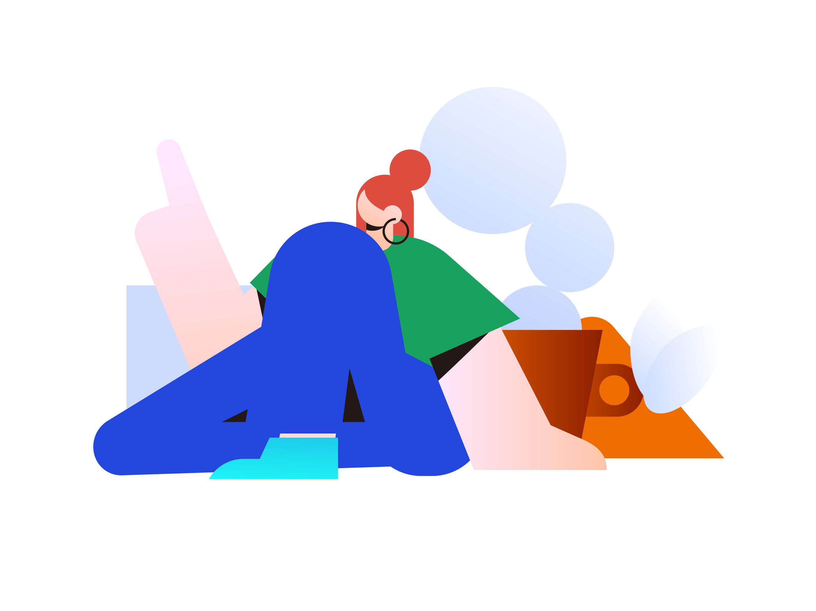 创意想法的女性2, 矢量扁平人物场景创意概念插画