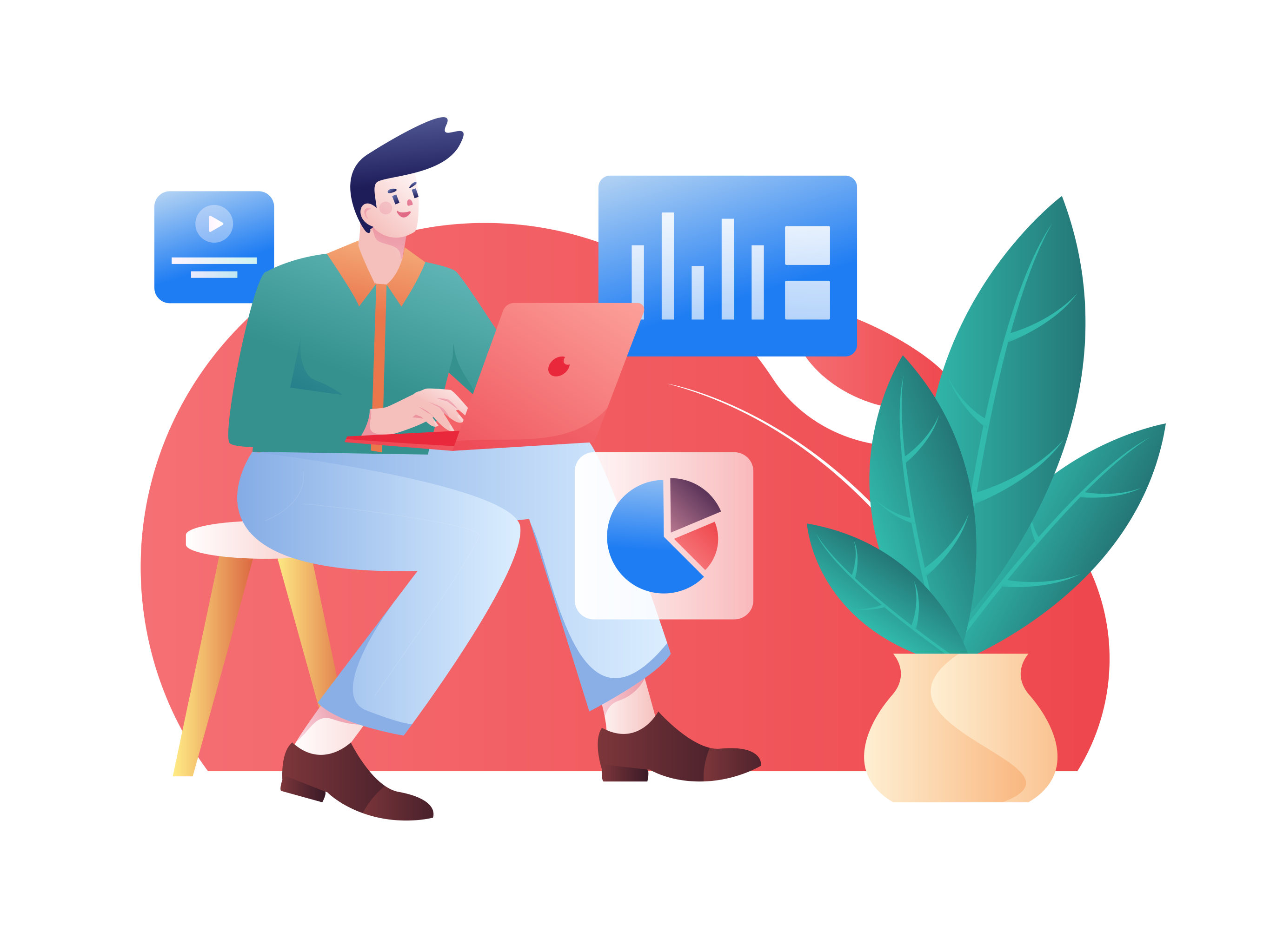 认真工作的人互联网扁平矢量创意插画 - yellowhouse - 原创作品 - 视