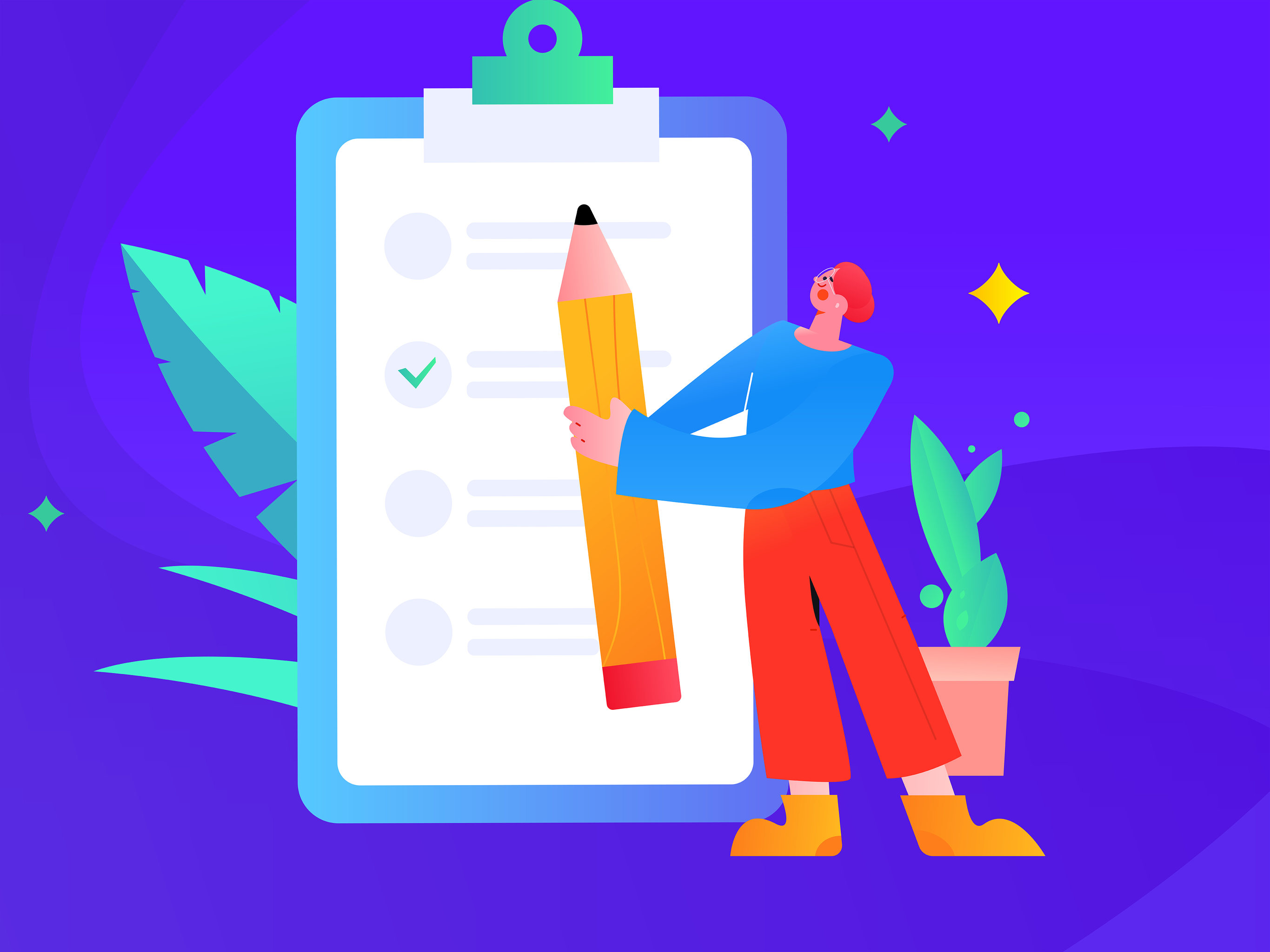 邀请问卷调查 矢量插画