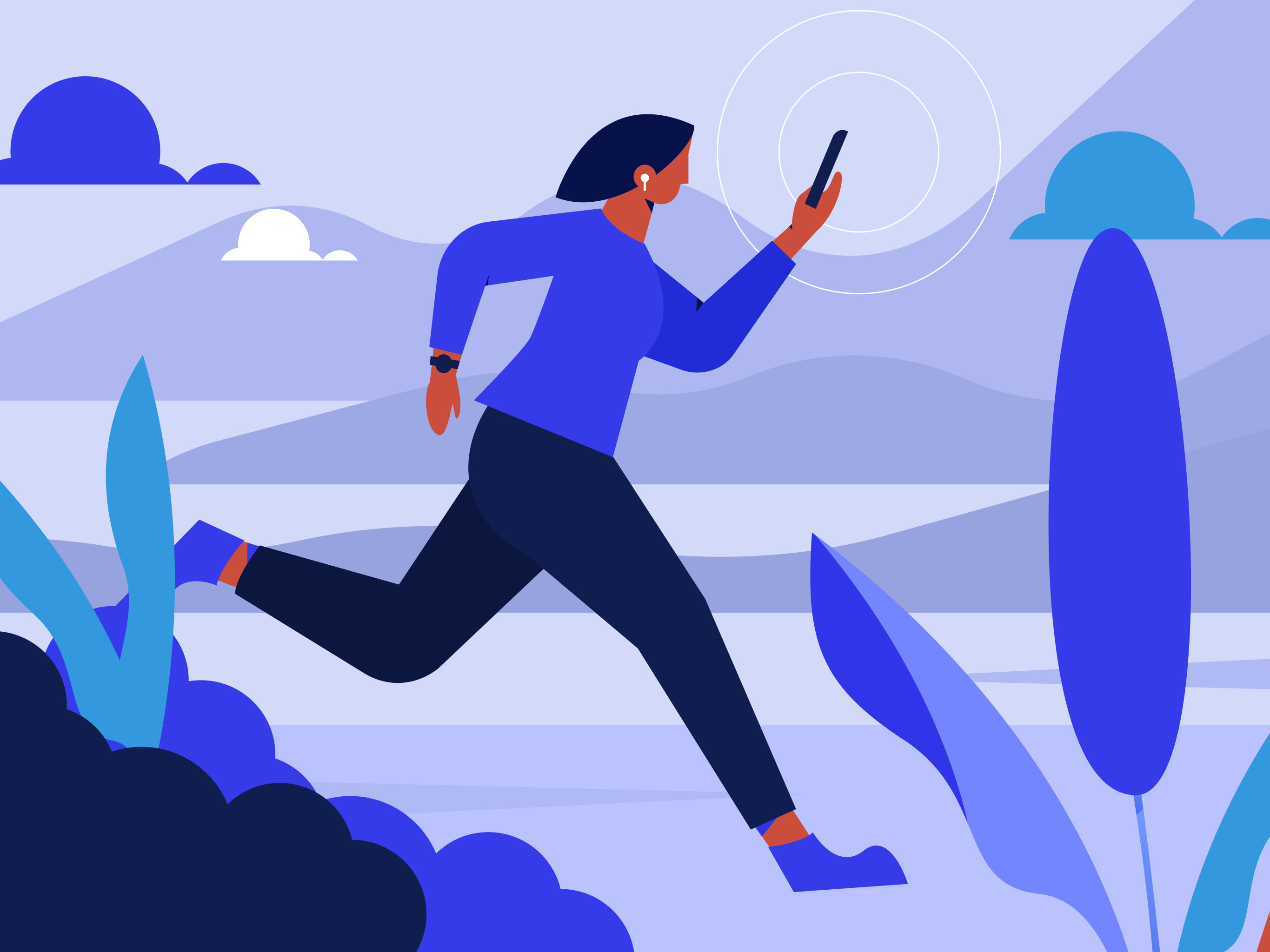 户外跑步的女子,扁平矢量人物场景创意概念插画