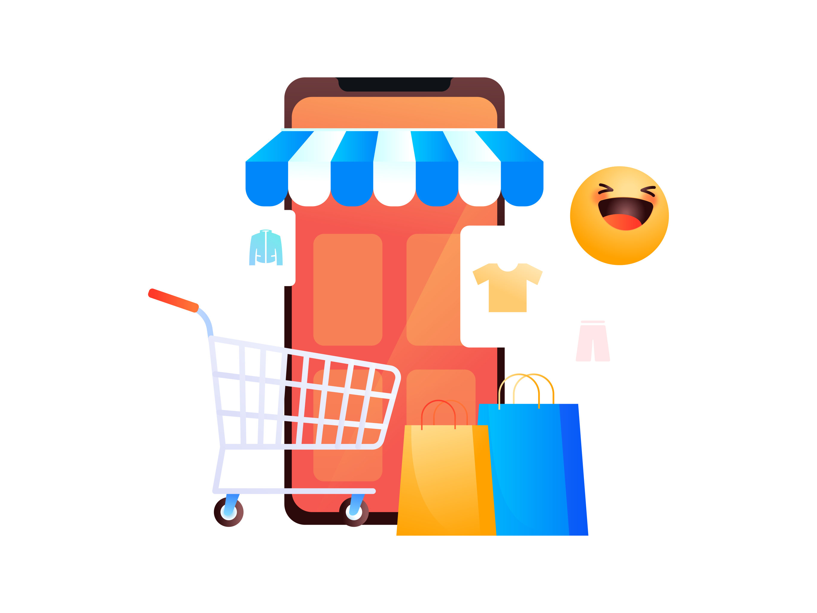 进行网购的扁平人物场景创意概念插画