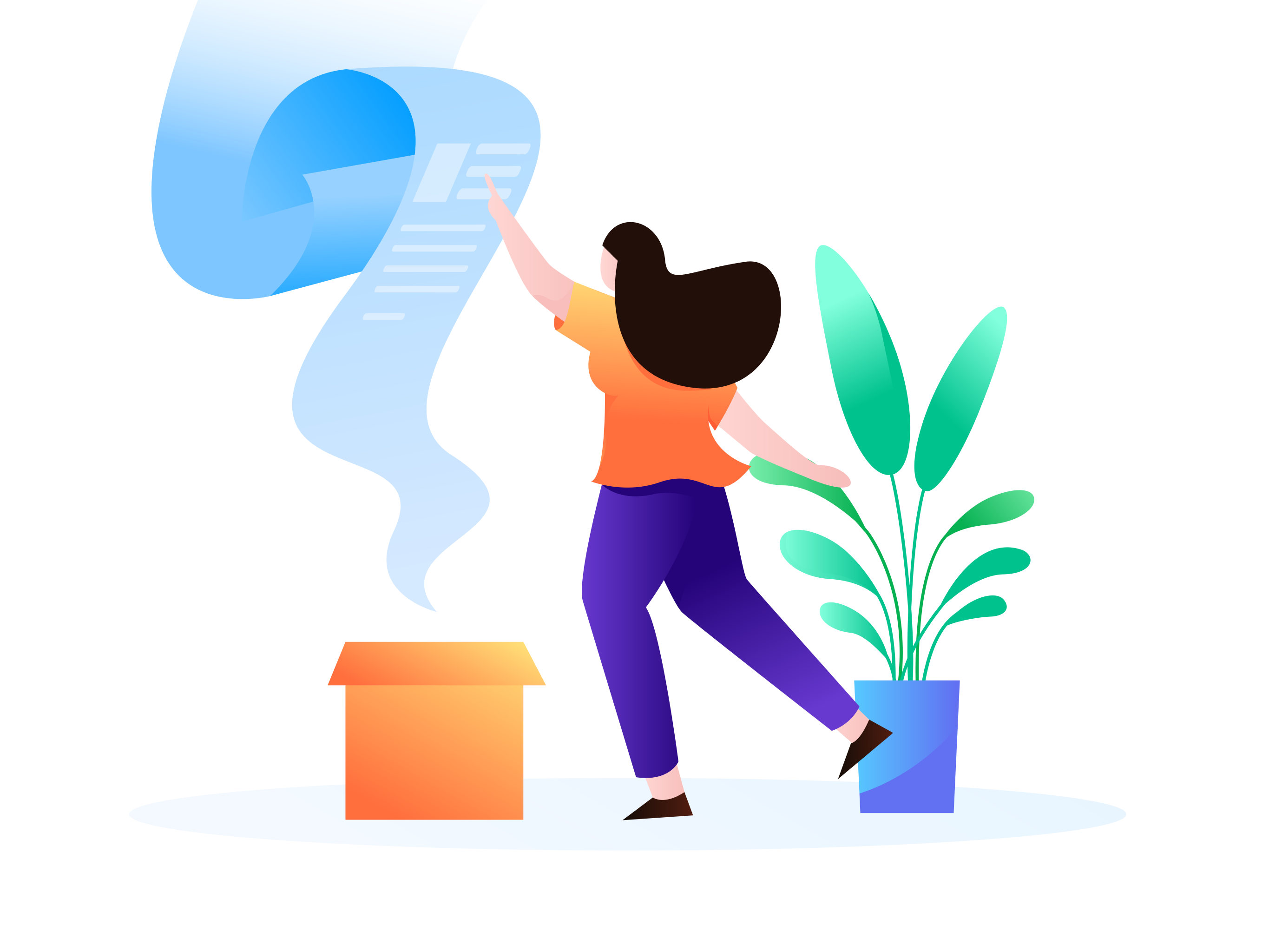 查看信用卡账单的女士, 矢量扁平人物场景创意概念插画_画板