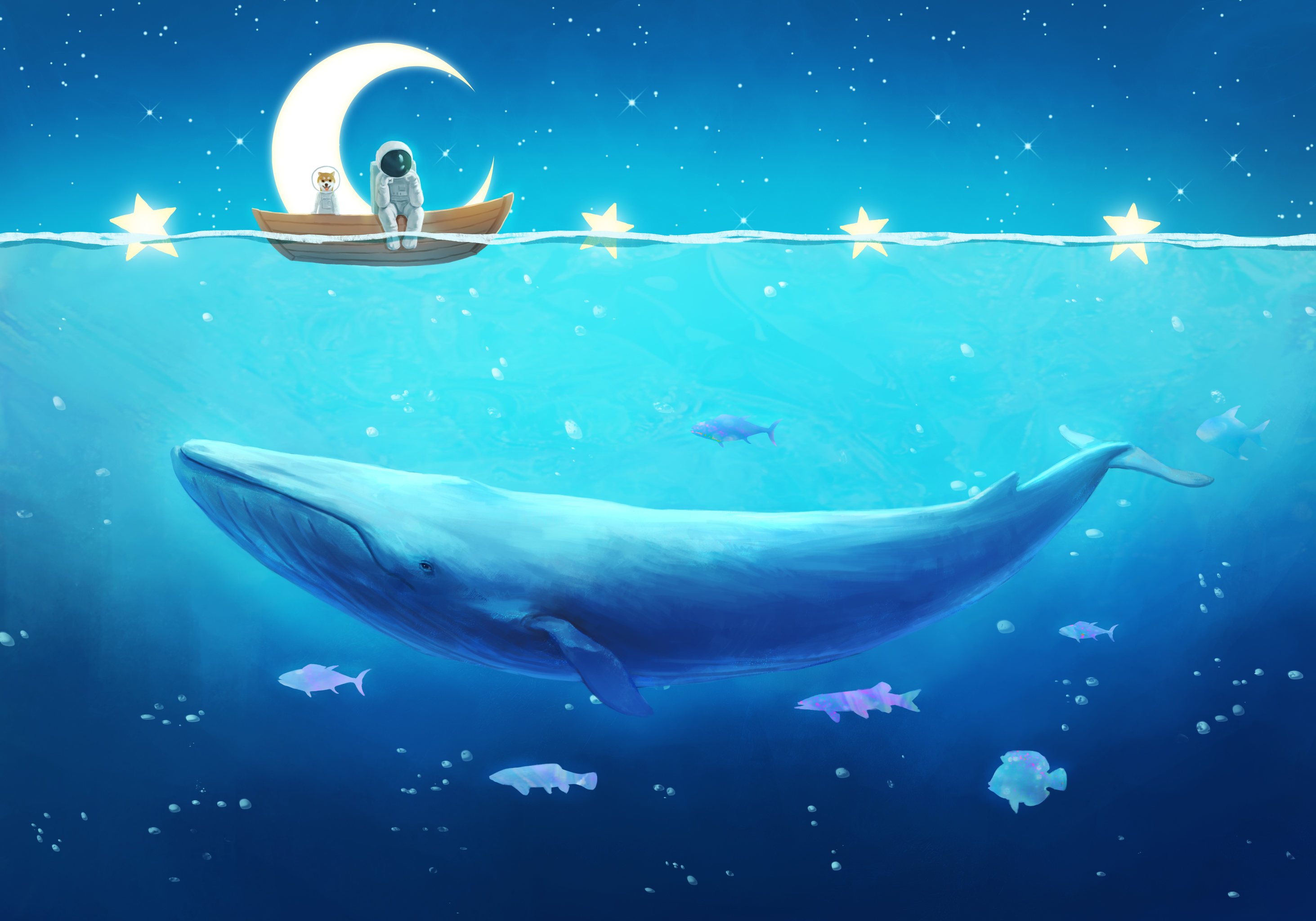 宇航员与鲸鱼