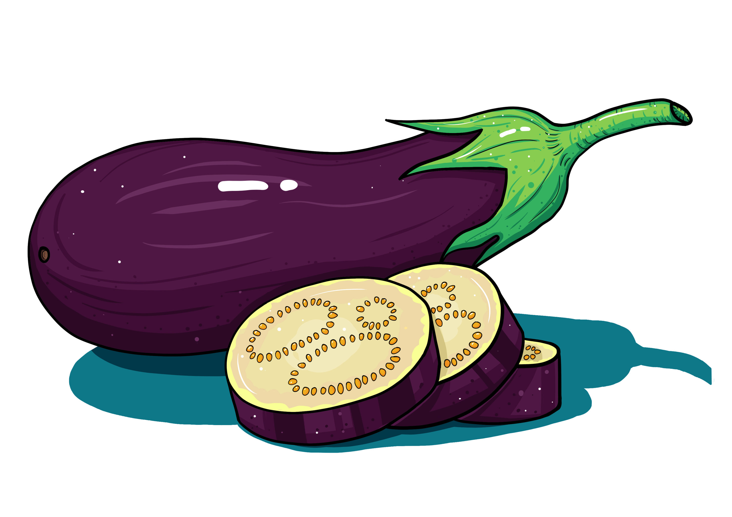 切开的紫色的茄子