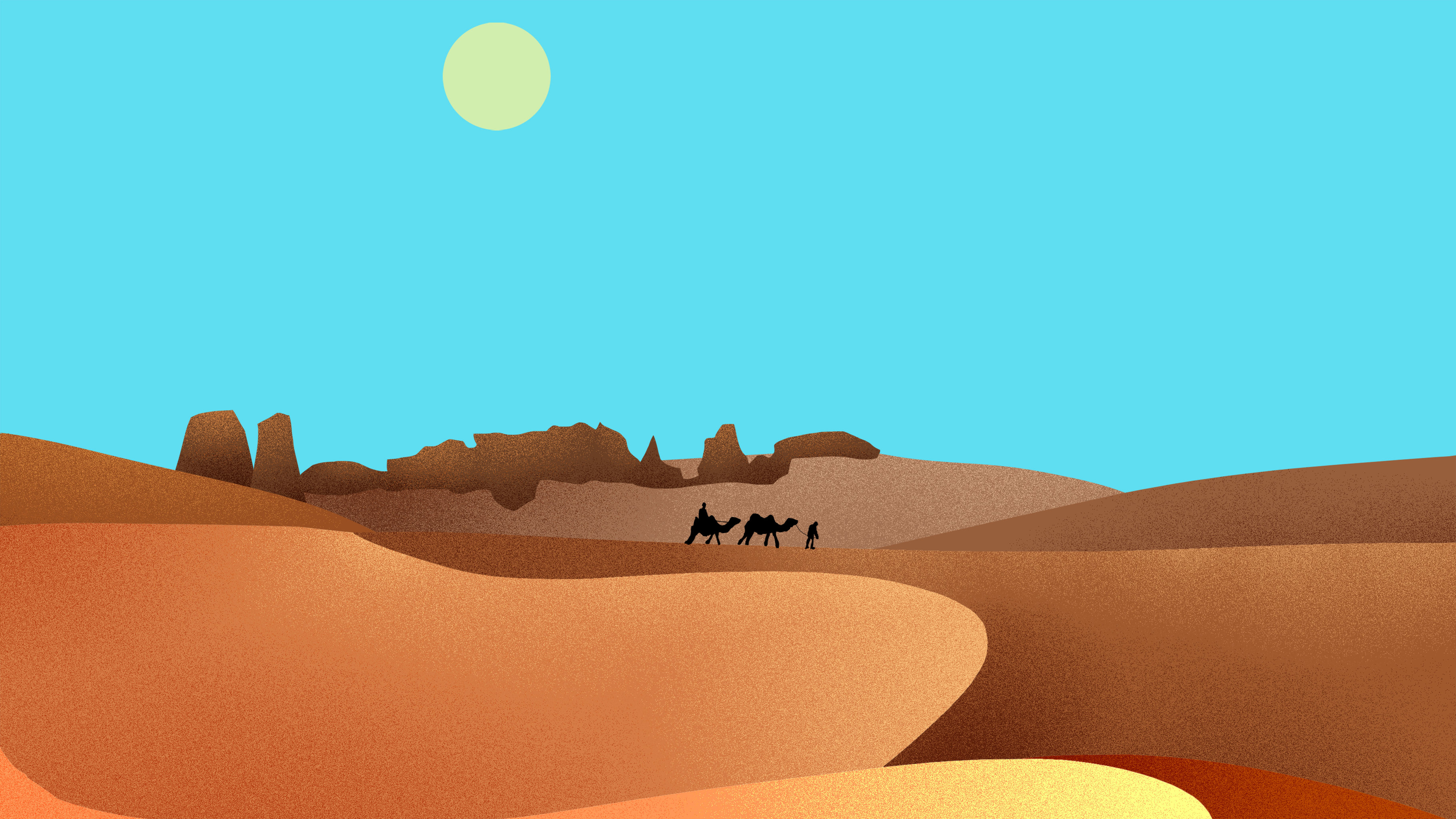 在沙漠中赶路的人