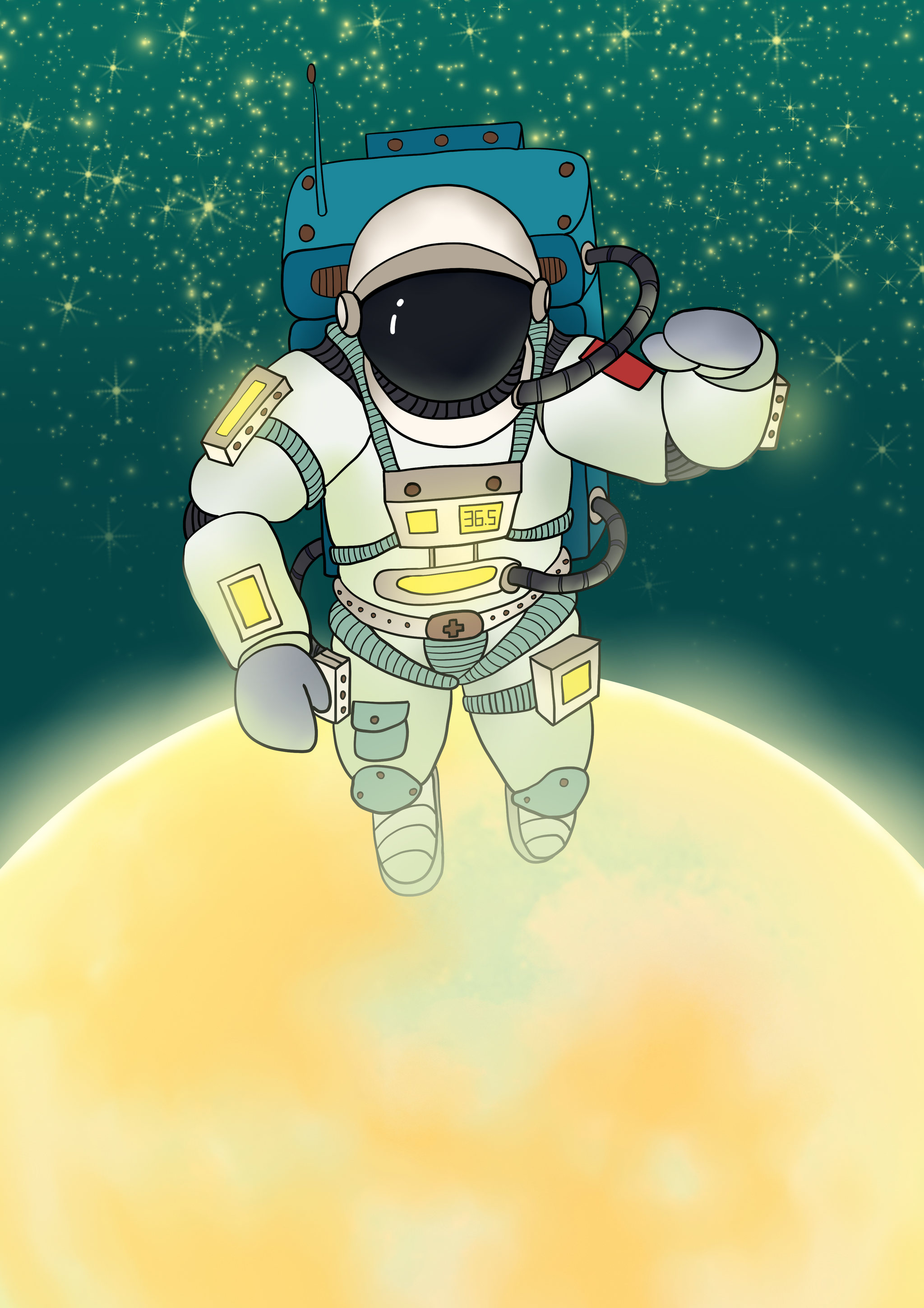 一个在月球上飞行的宇航员