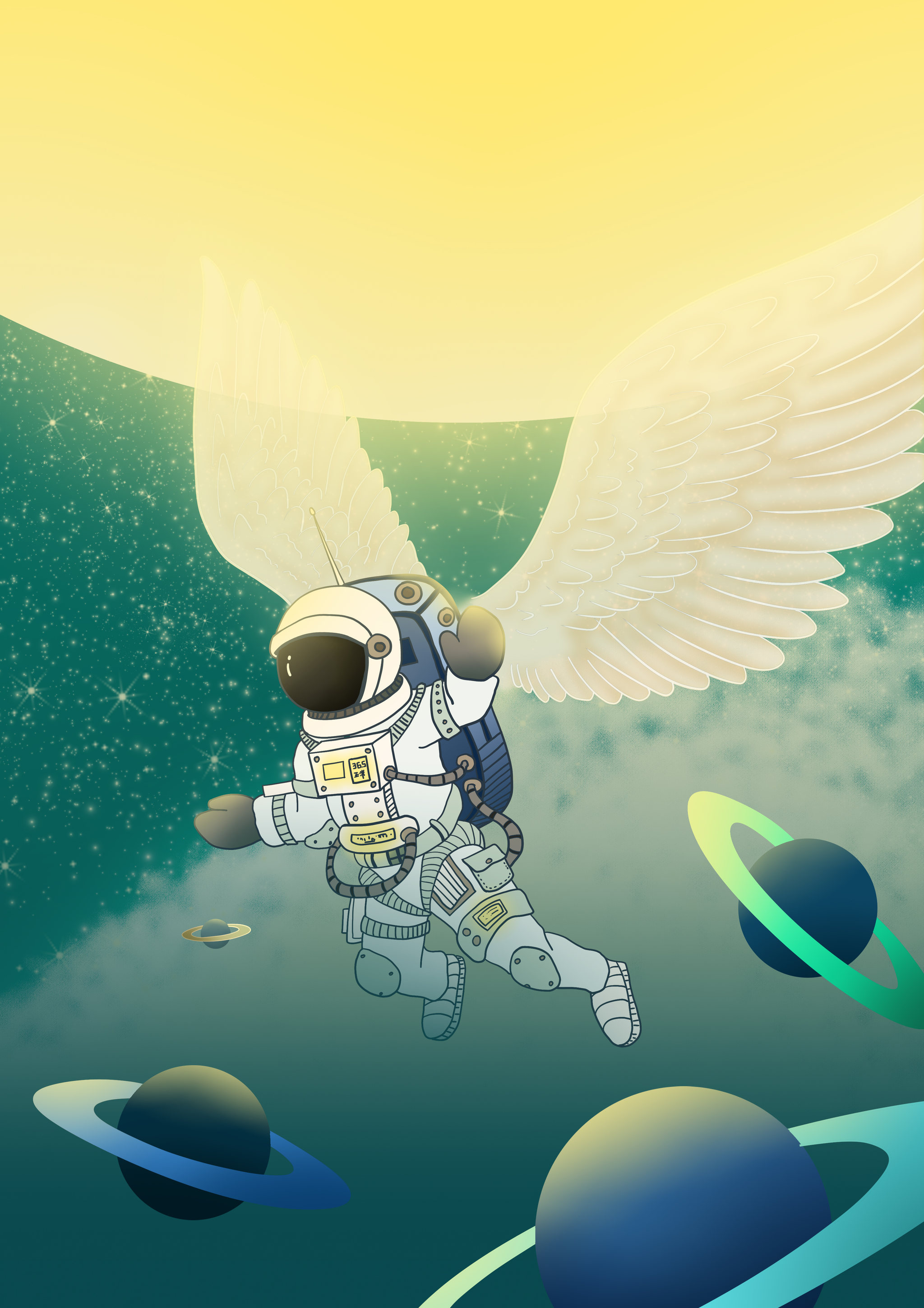 一个有翅膀的宇航员