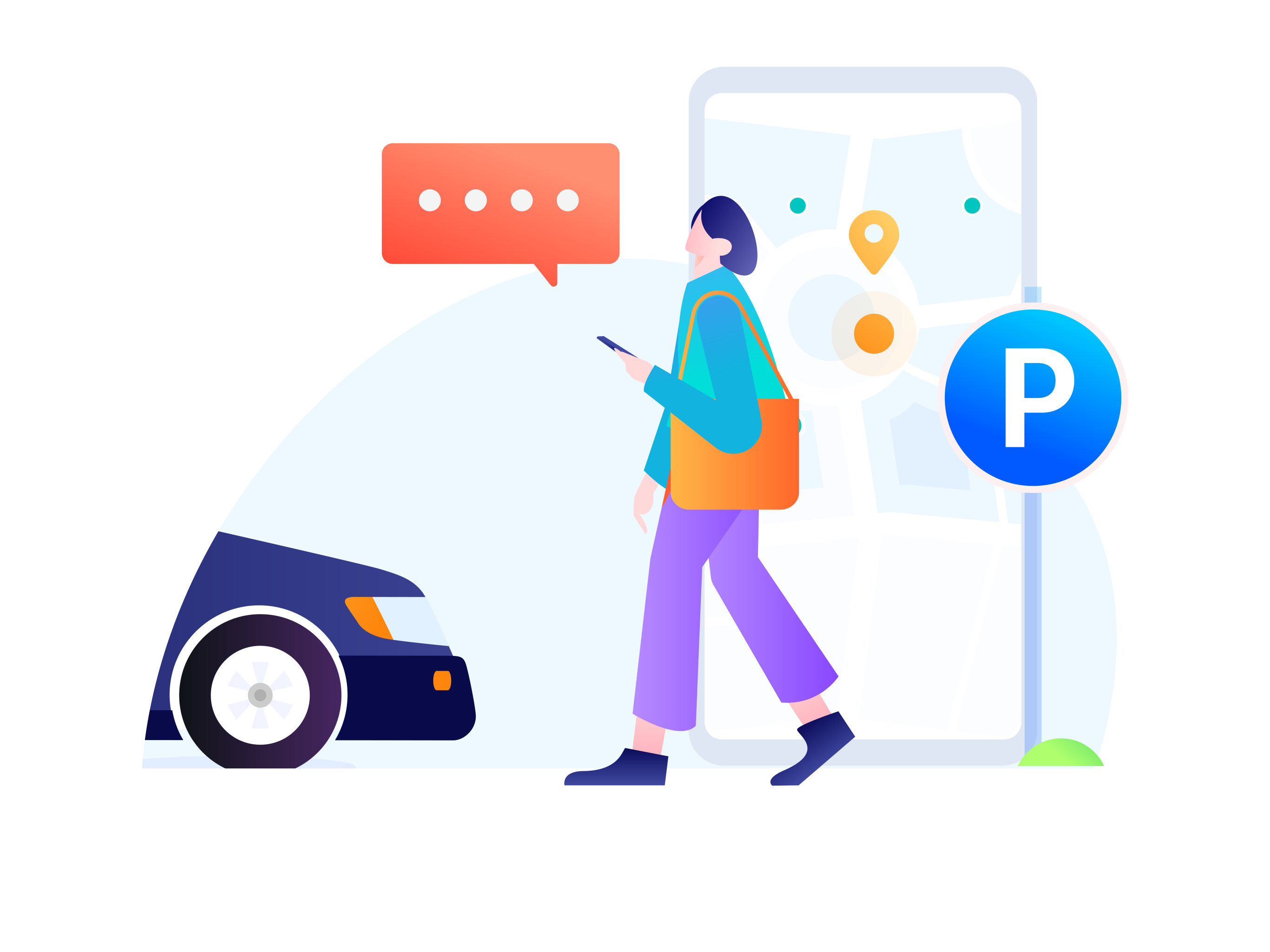 白领打车出行扁平矢量概念运营插画 - 就拿这个考验干部的 - 原创作品