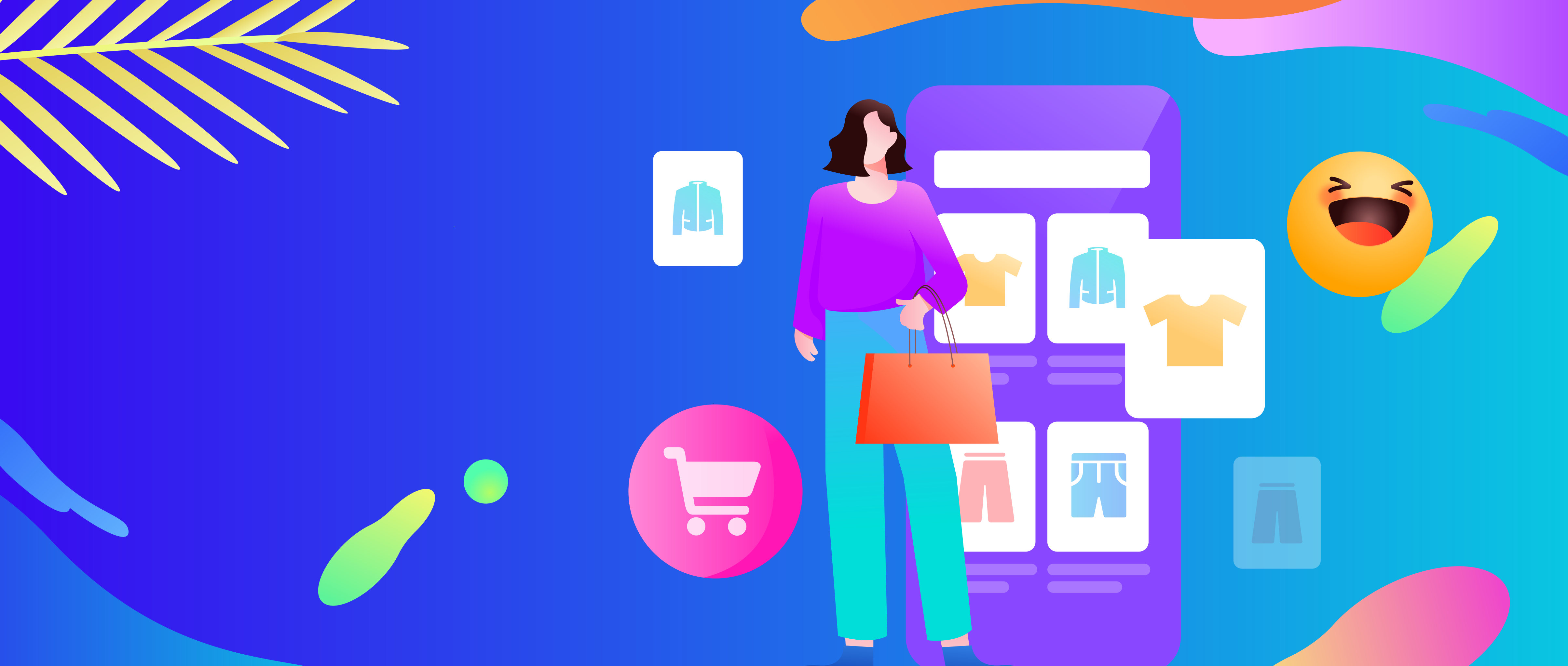 进行网购的扁平人物场景创意概念插画