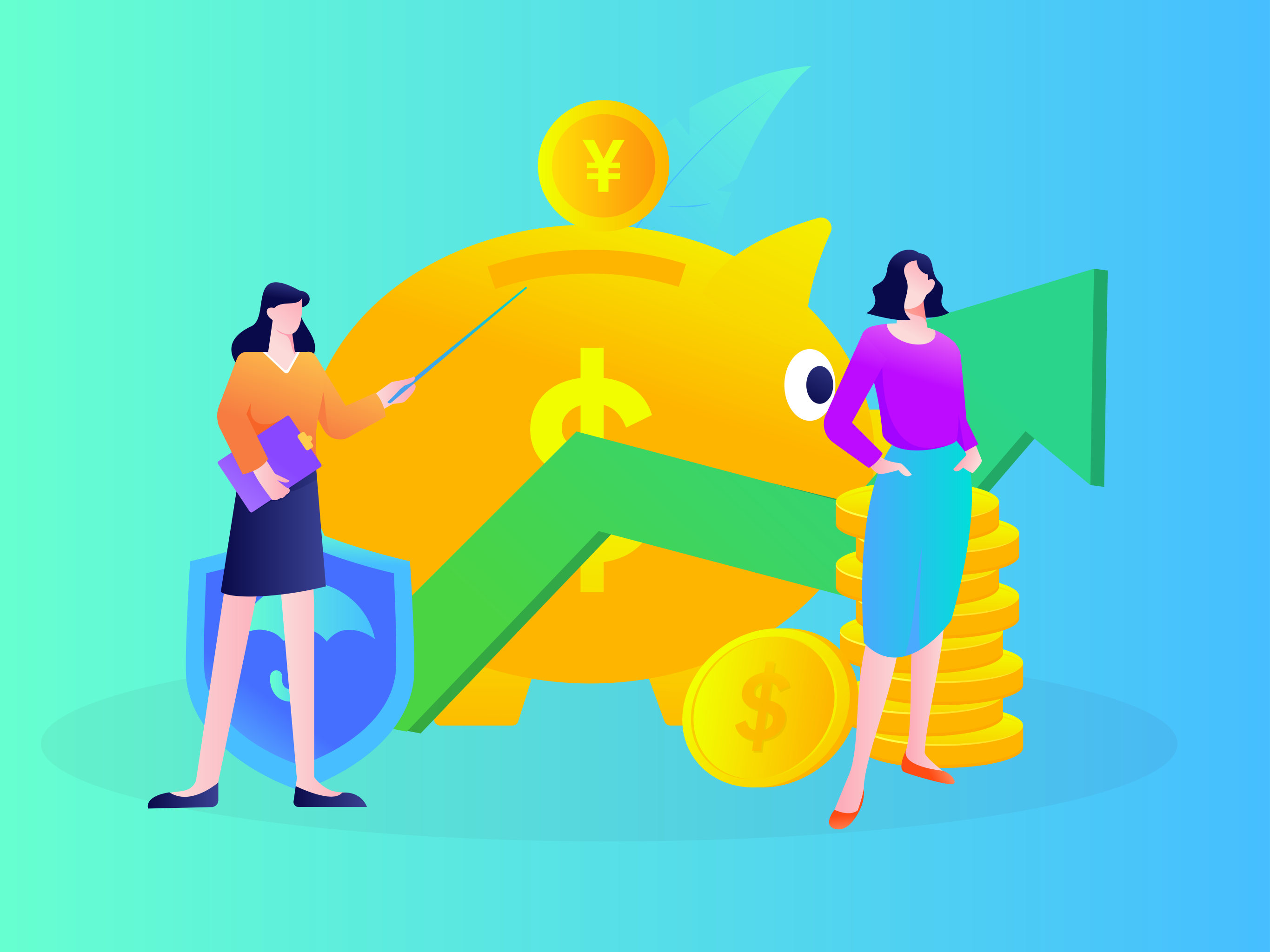 互联网金融理财投资扁平矢量概念运营插画