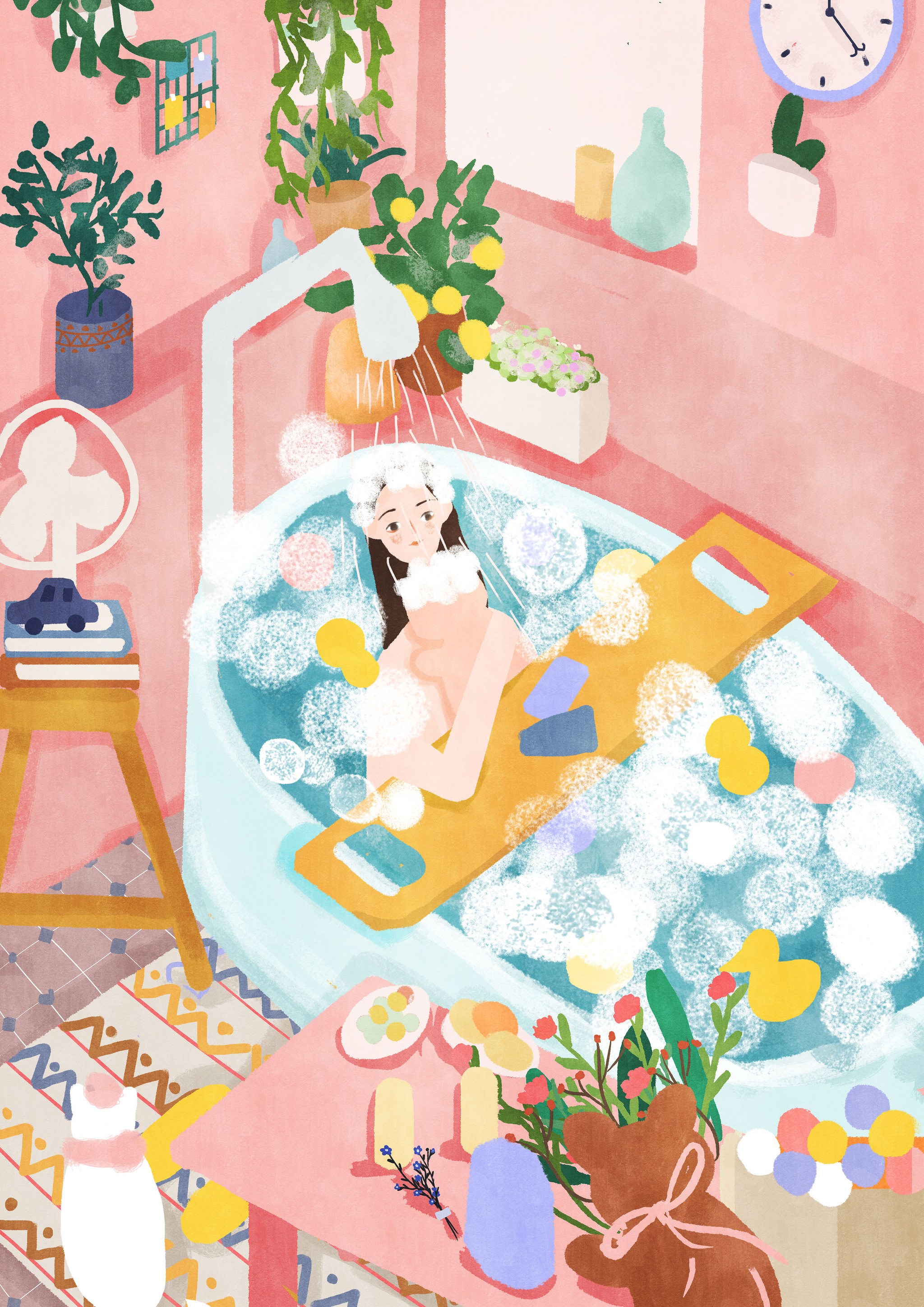 母亲节妈妈给孩子洗澡