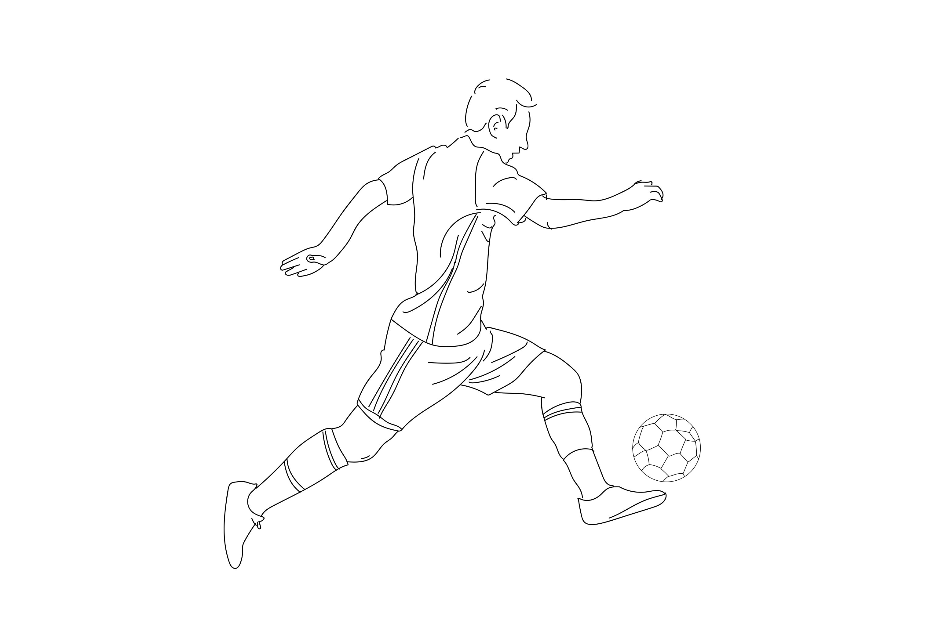 足球运动员踢球简笔画图片