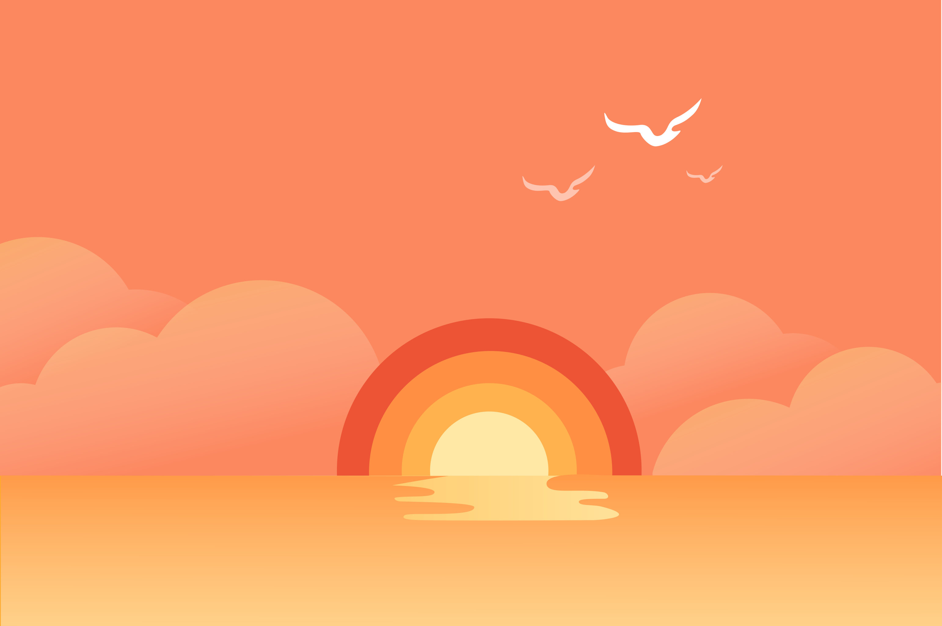 大自然矢量背景景观海平面升起的太阳