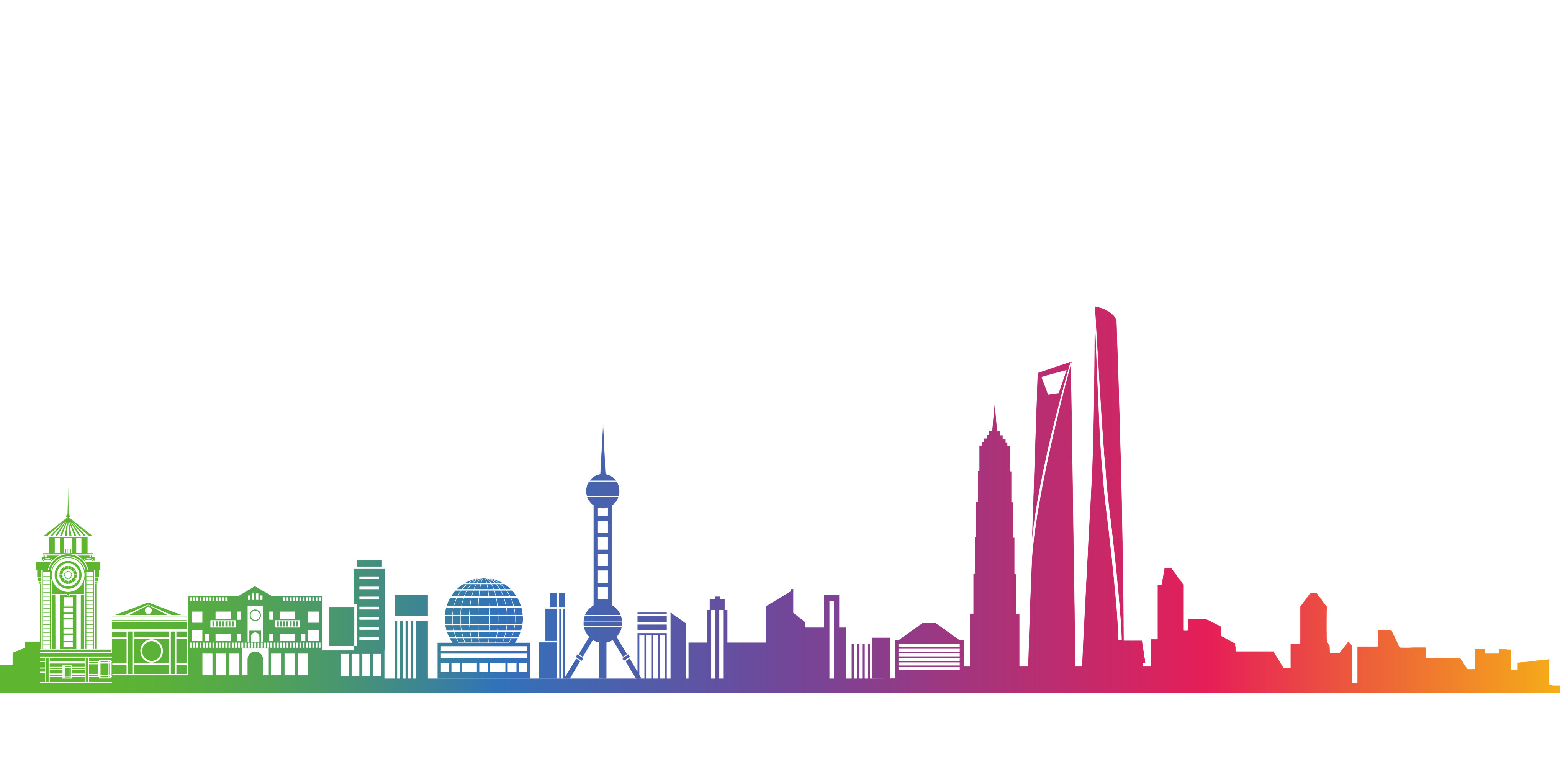 上海地标建筑渐变矢量元素