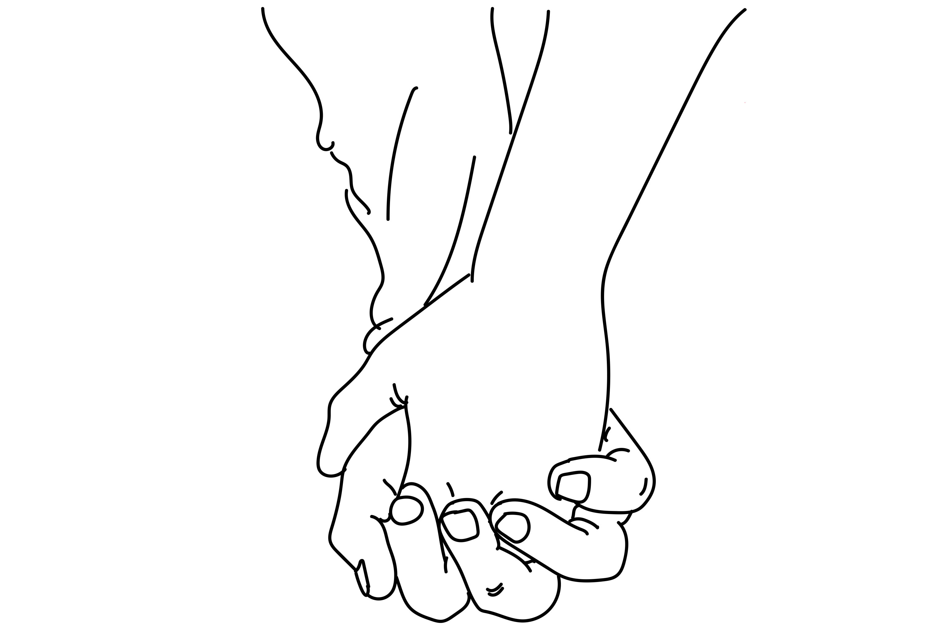 情侣手牵手十指相扣简易矢量线稿插画