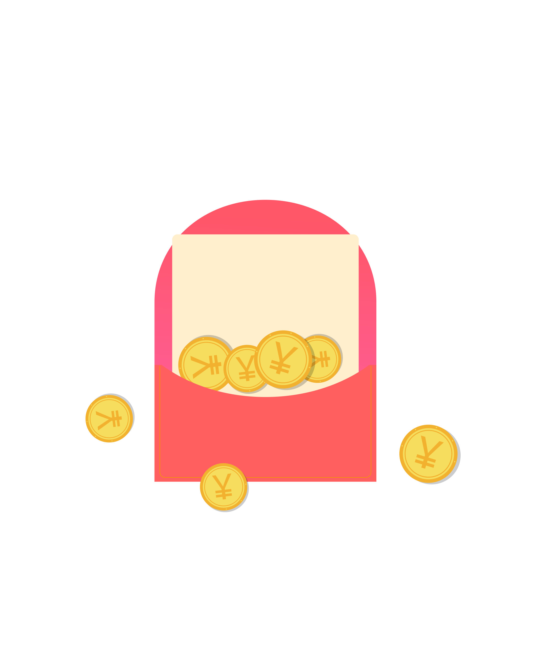 红包里的金币矢量插画元素