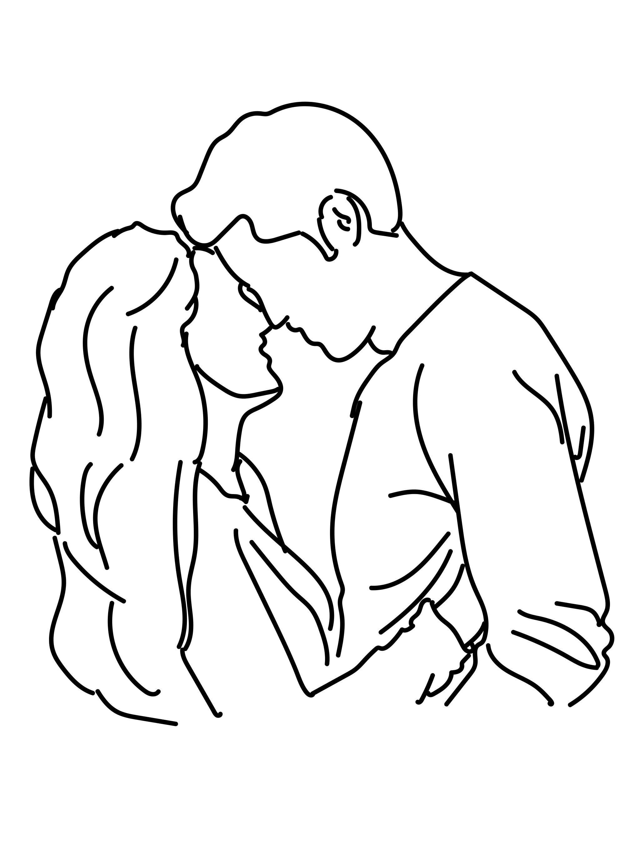 一对拥抱接吻的情侣线稿