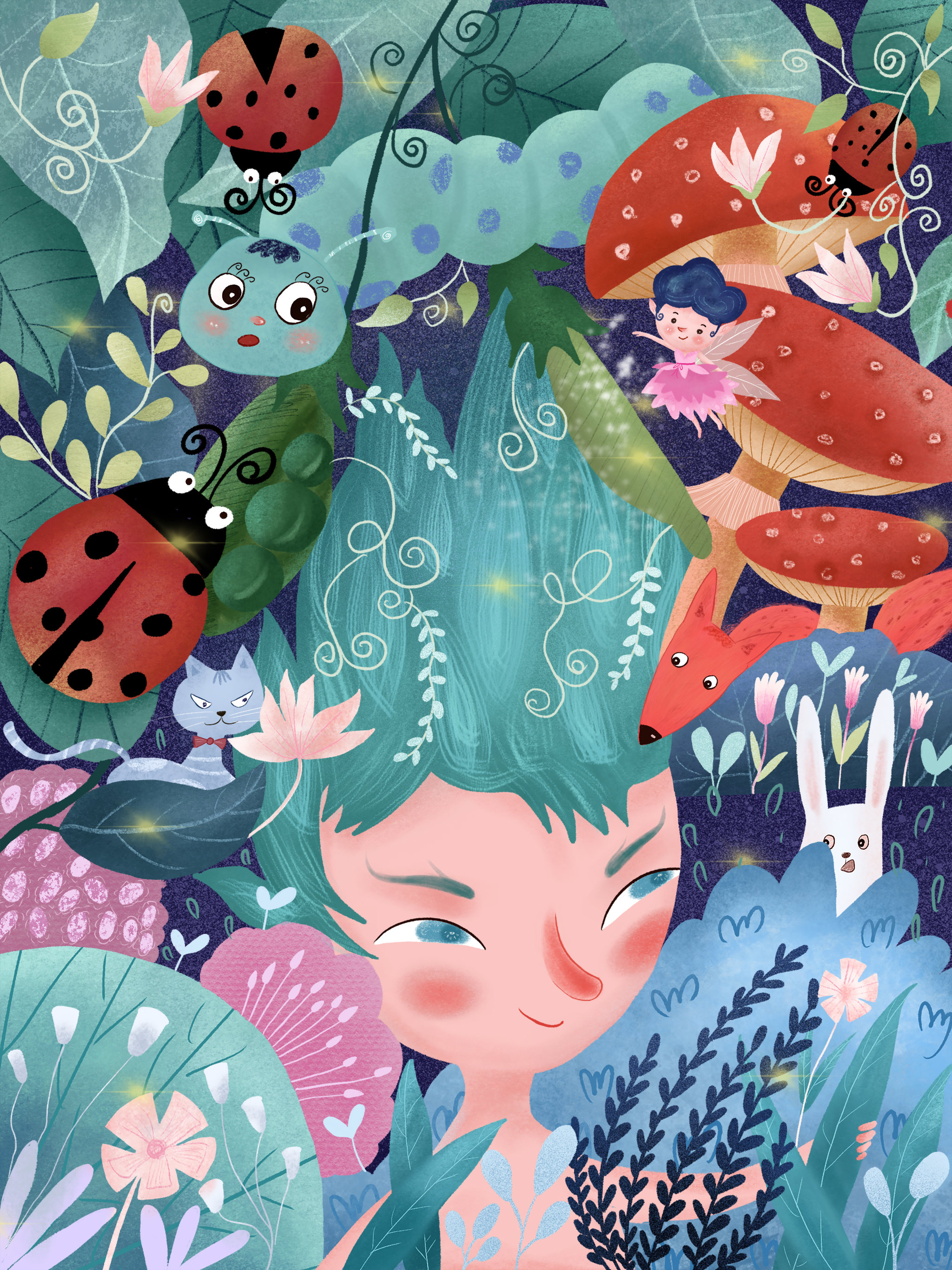 森林里的小孩 - 糖果插画 - 原创作品 - 视觉中国(shijueme)