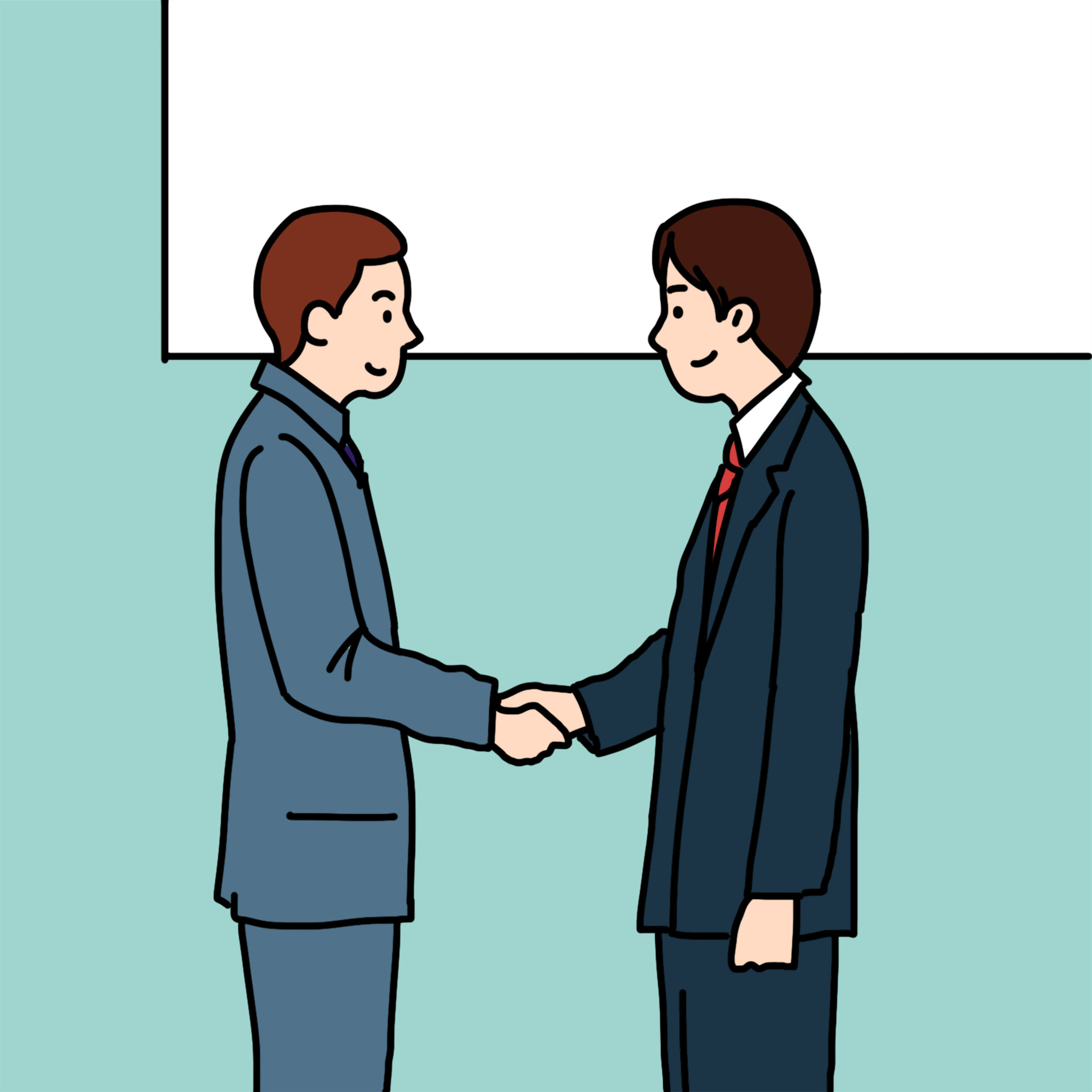 商务企业会议见面会谈握手插画 - 牛牛油果子 - 原