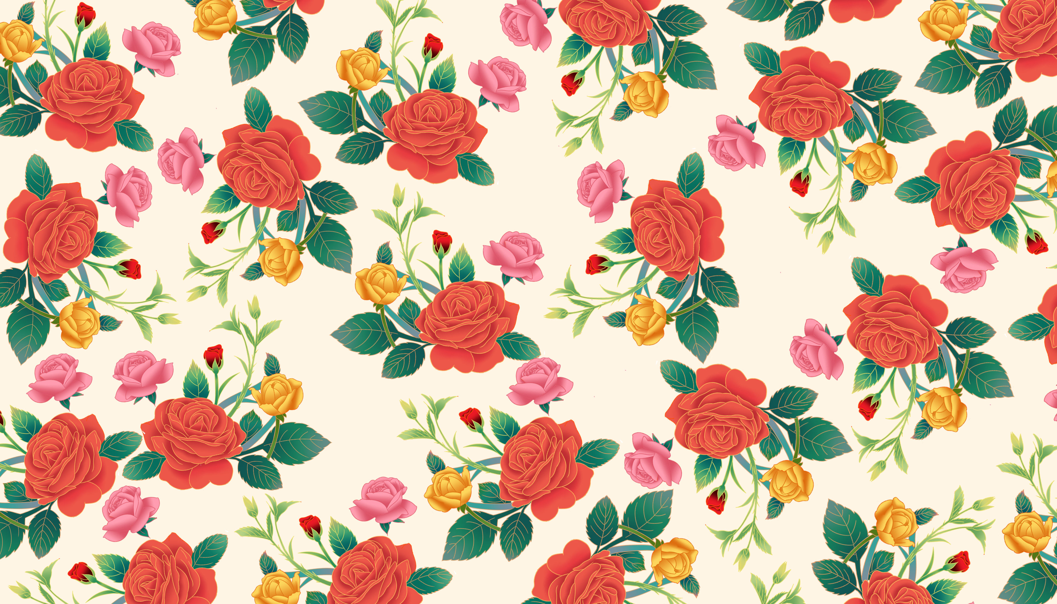 中国风玫瑰蔷薇月季中国画工笔花卉仿古复古壁纸贴纸包装插画