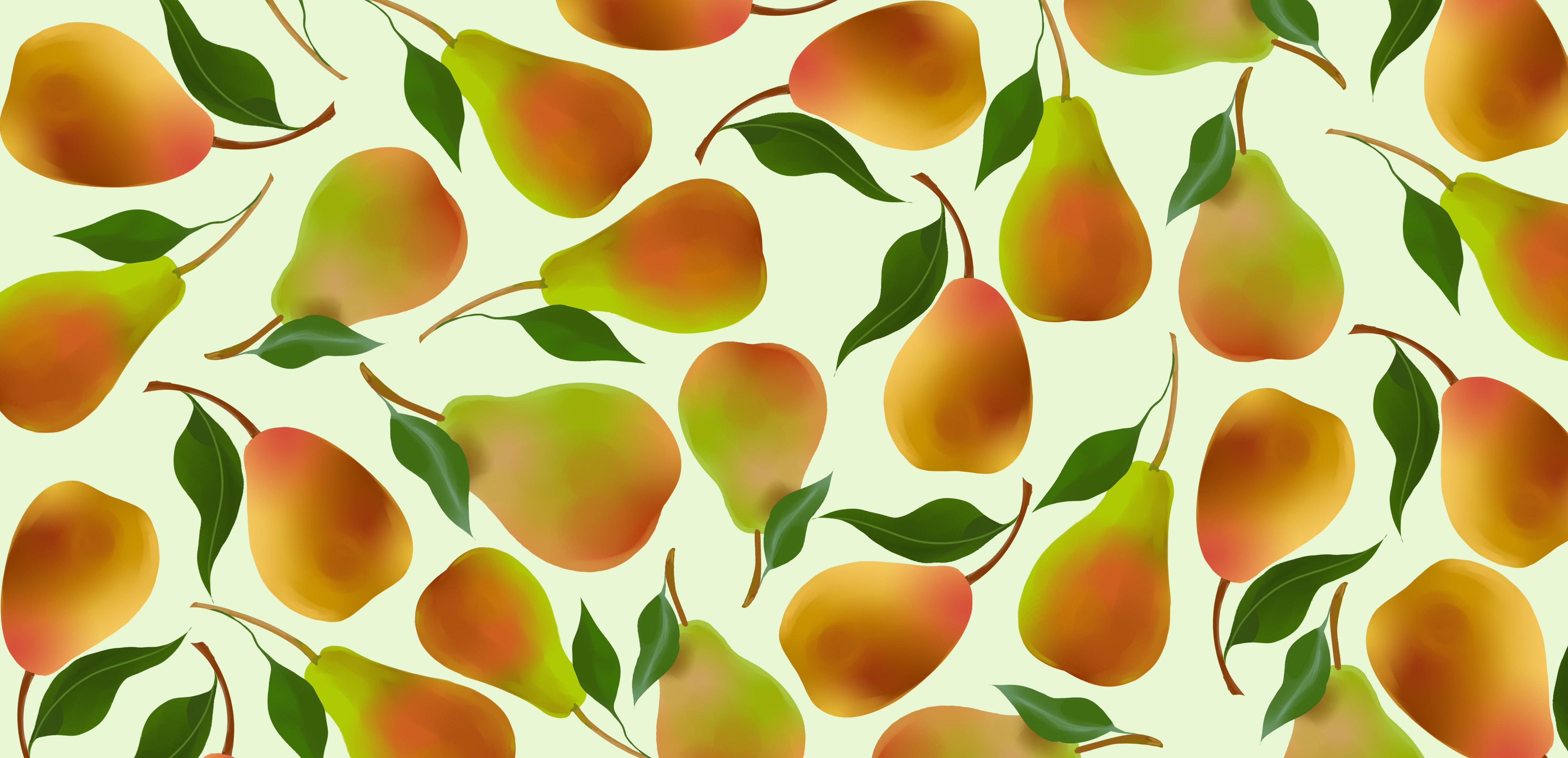 可爱小清新植物水果梨子壁纸贴纸服装花纹墙纸包装插画