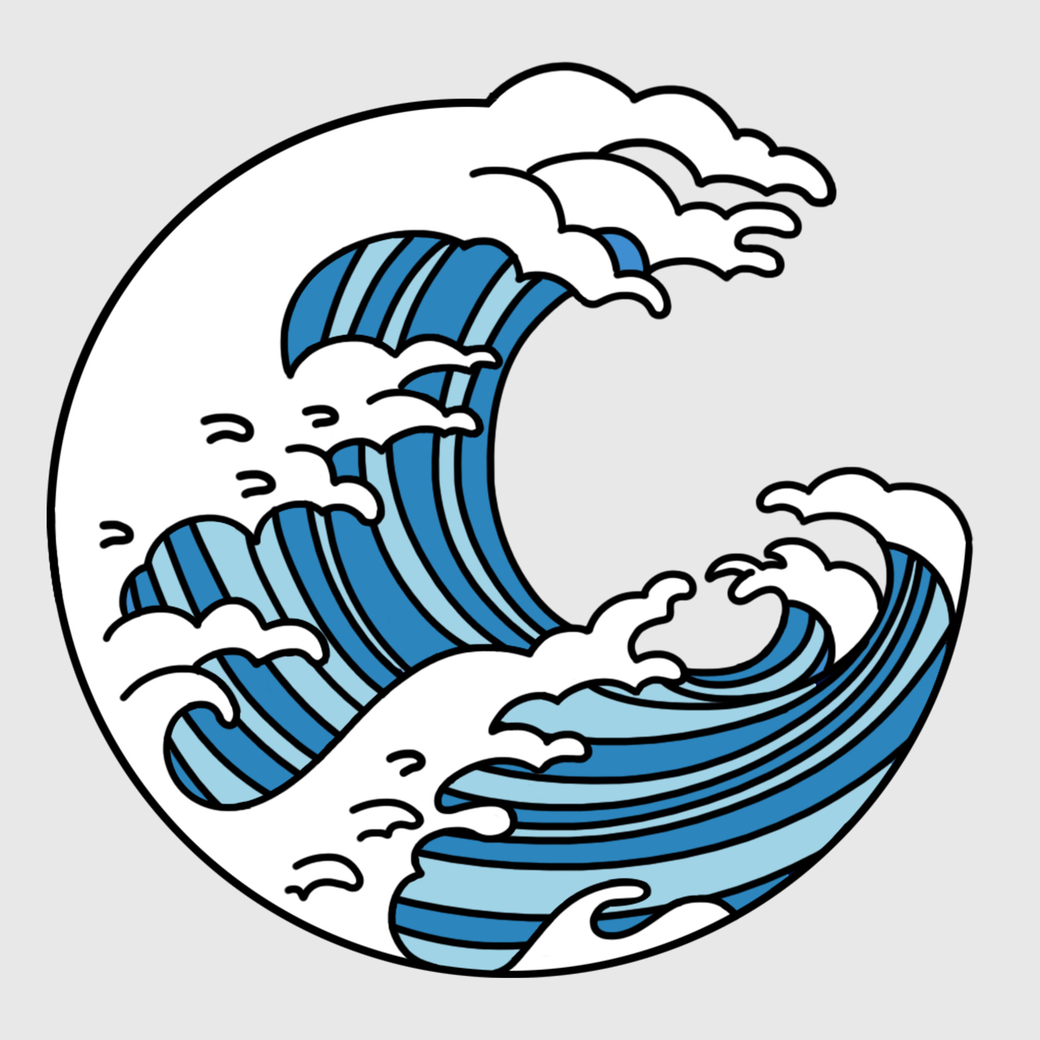 大海海浪标志勋章图形浪花插画 - 牛牛油果子 - 原创作品 - 视觉中国