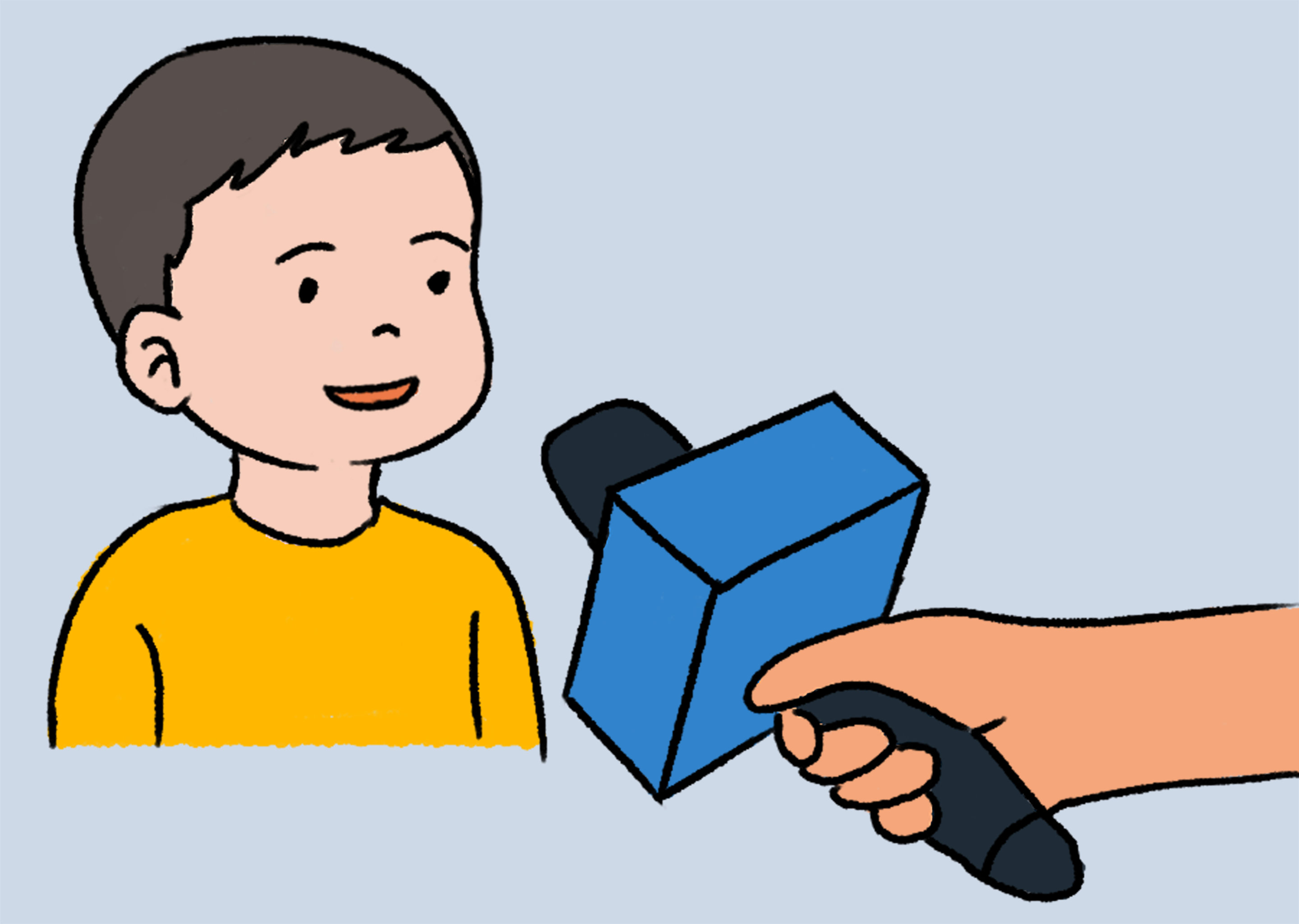 可爱小孩接受采访访问问话插画