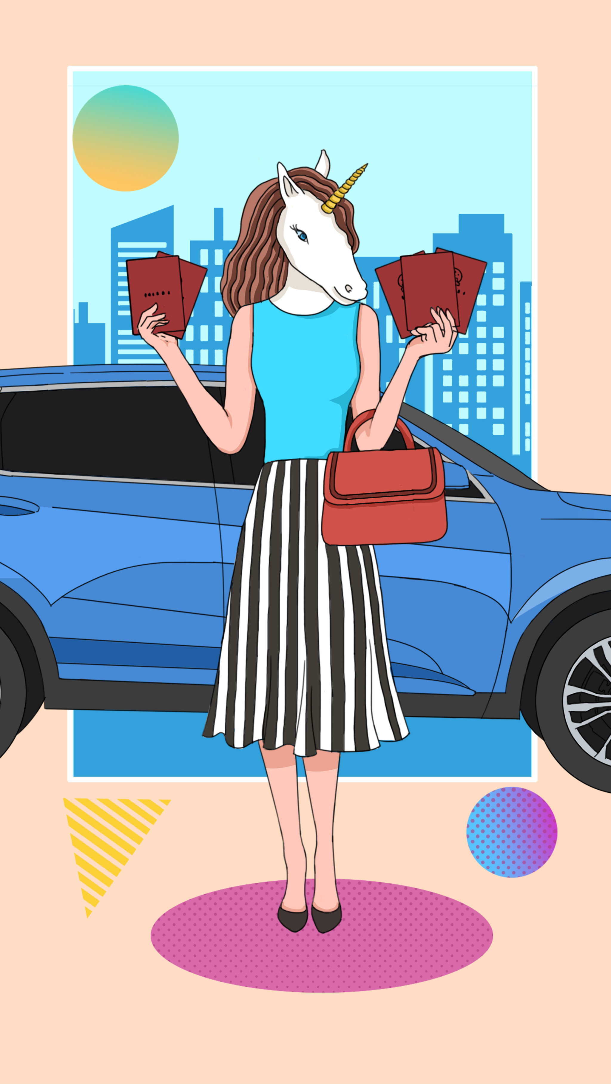 时尚商务女性知性女人职场风插画