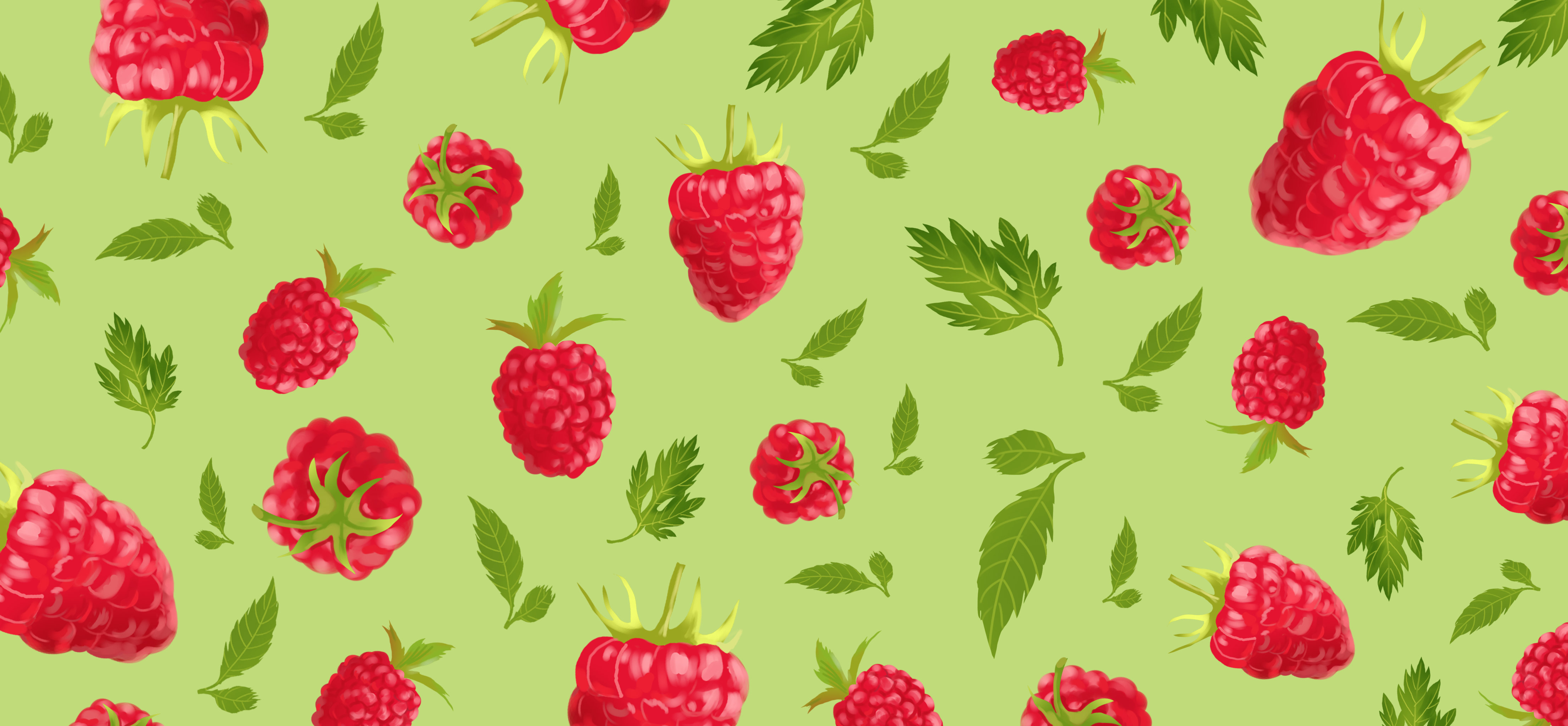 可爱小清新植物水果树莓野草莓壁纸贴纸服装图案包装插画
