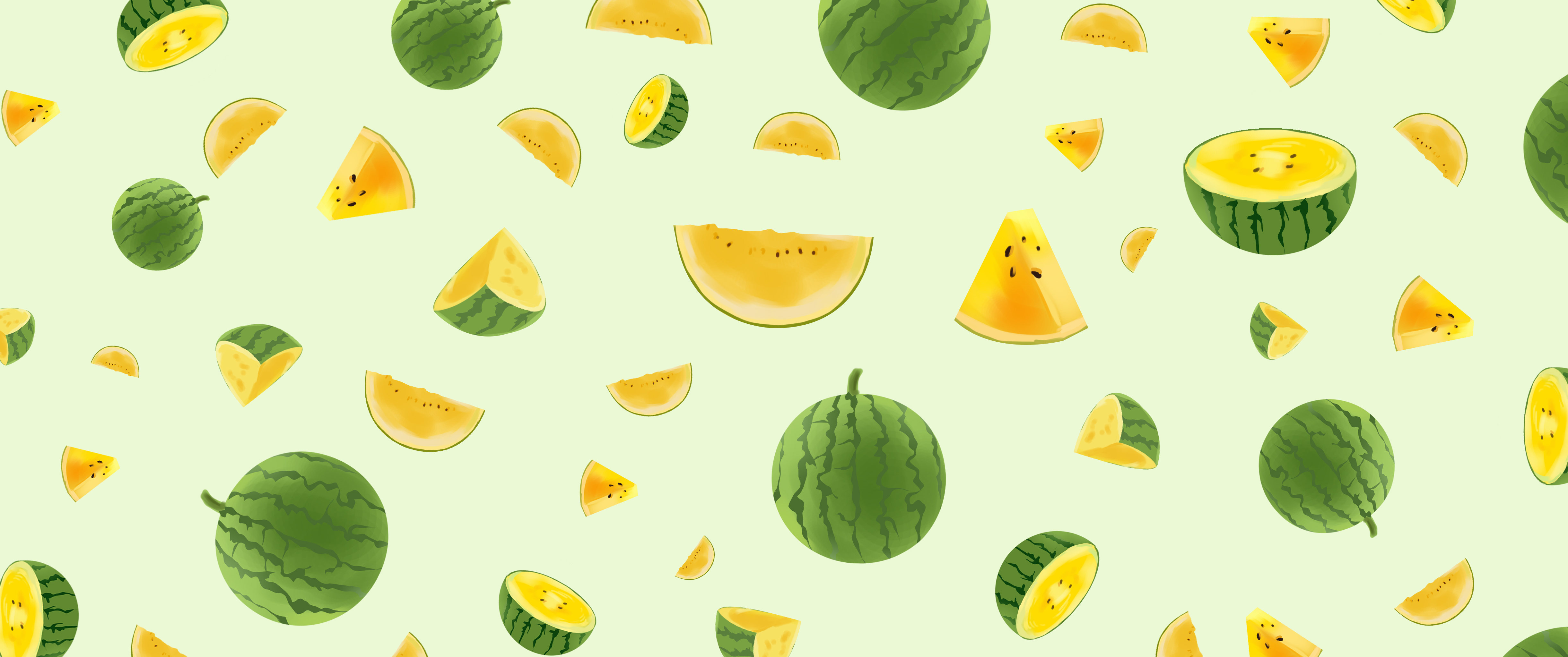 可爱小清新水果黄西瓜壁纸贴纸服装纹路纹理包装插画素材