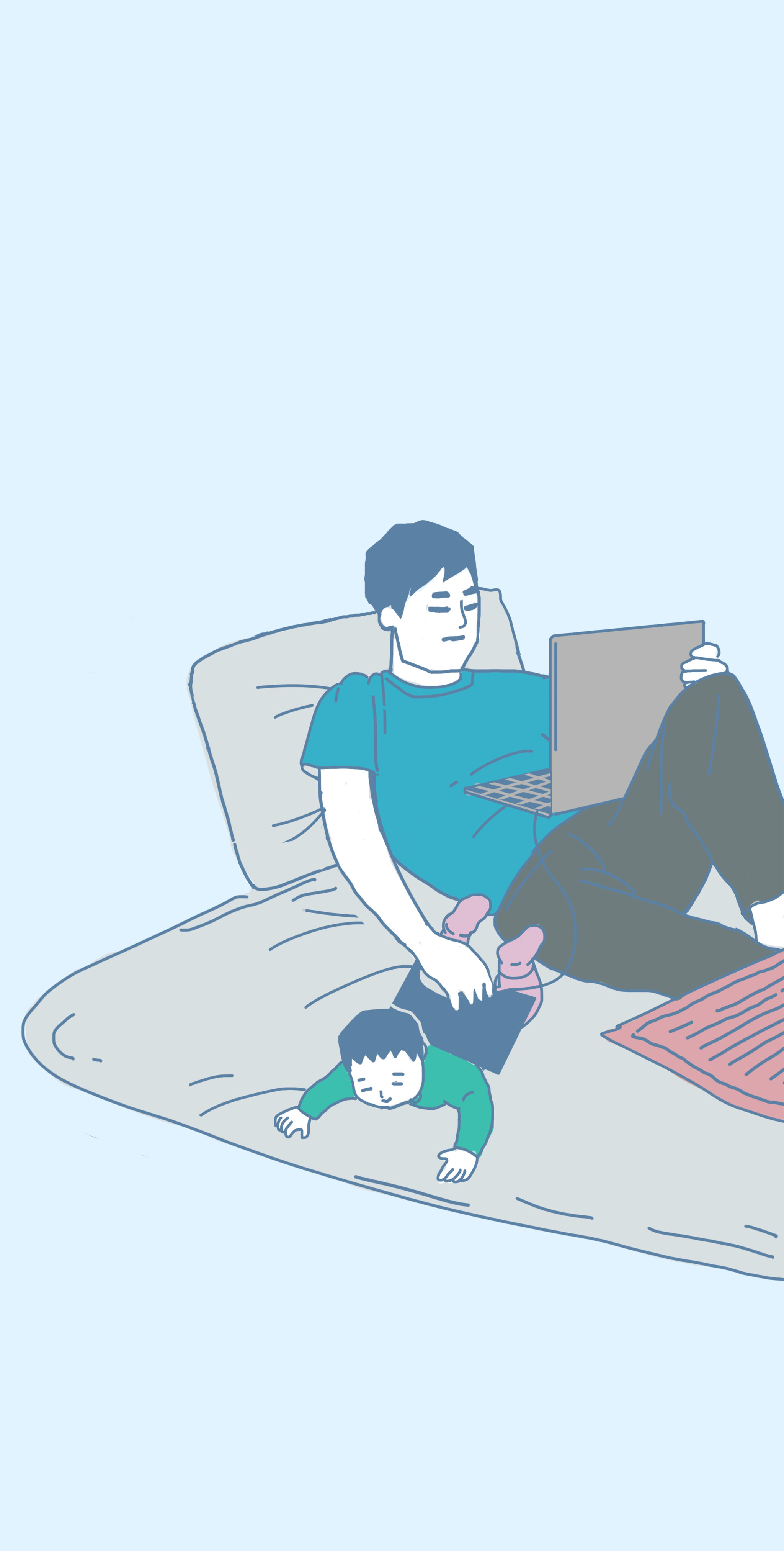 卡通生活方式父与子爸爸工作孩子玩耍游戏互动搞笑配图漫画