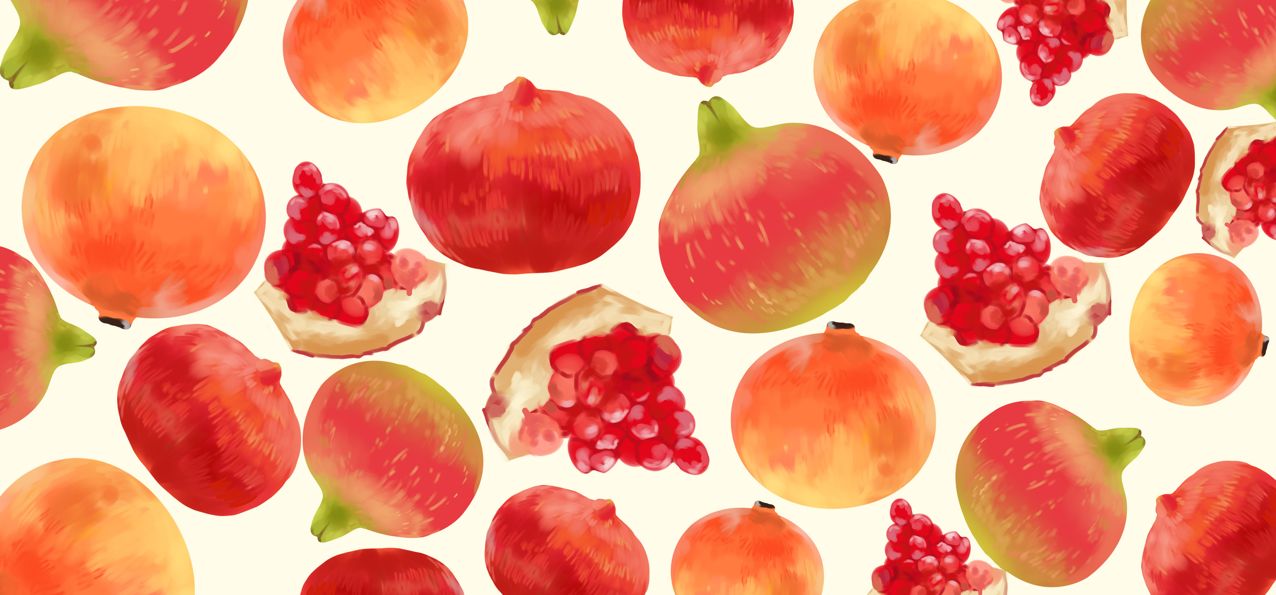 可爱小清新植物水果石榴贴纸壁纸墙纸素材包装插画元素