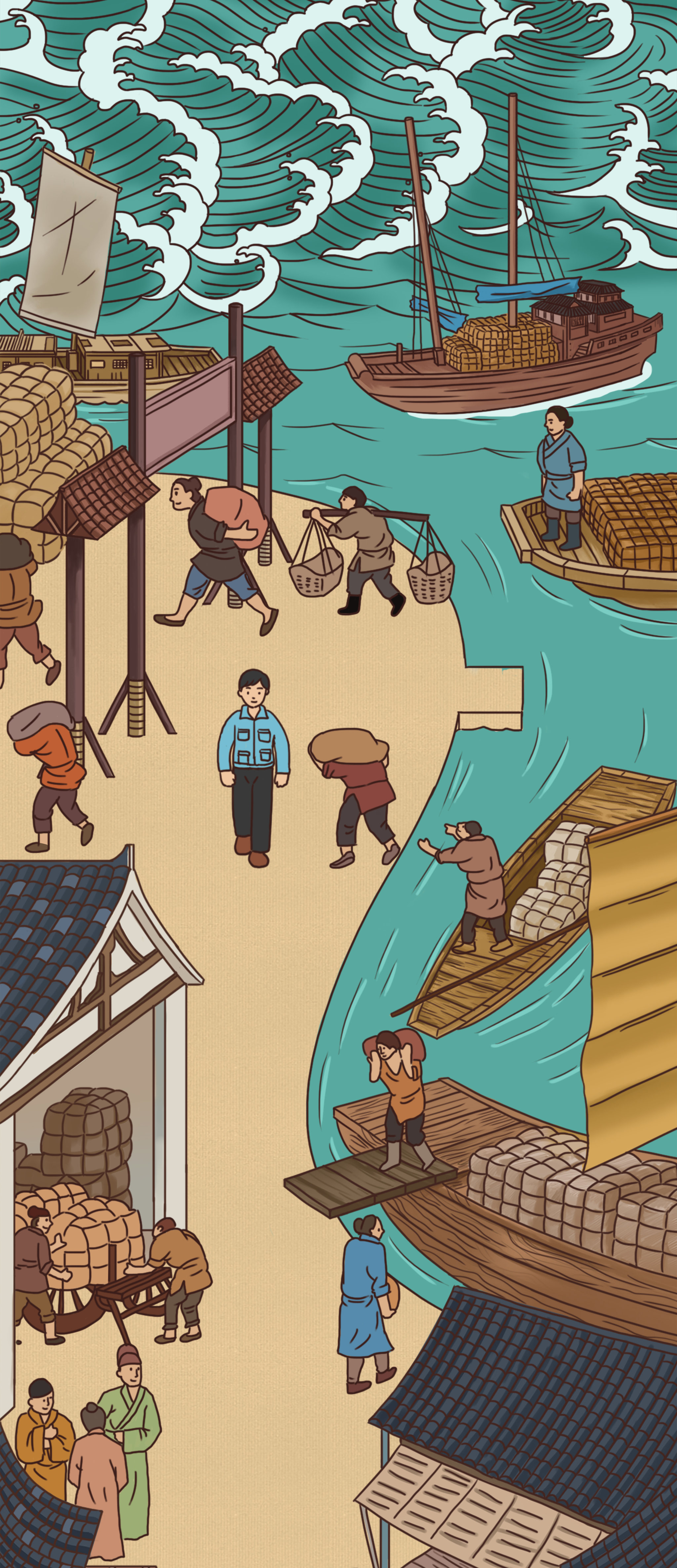 古风漫画条漫历史场景建筑插画