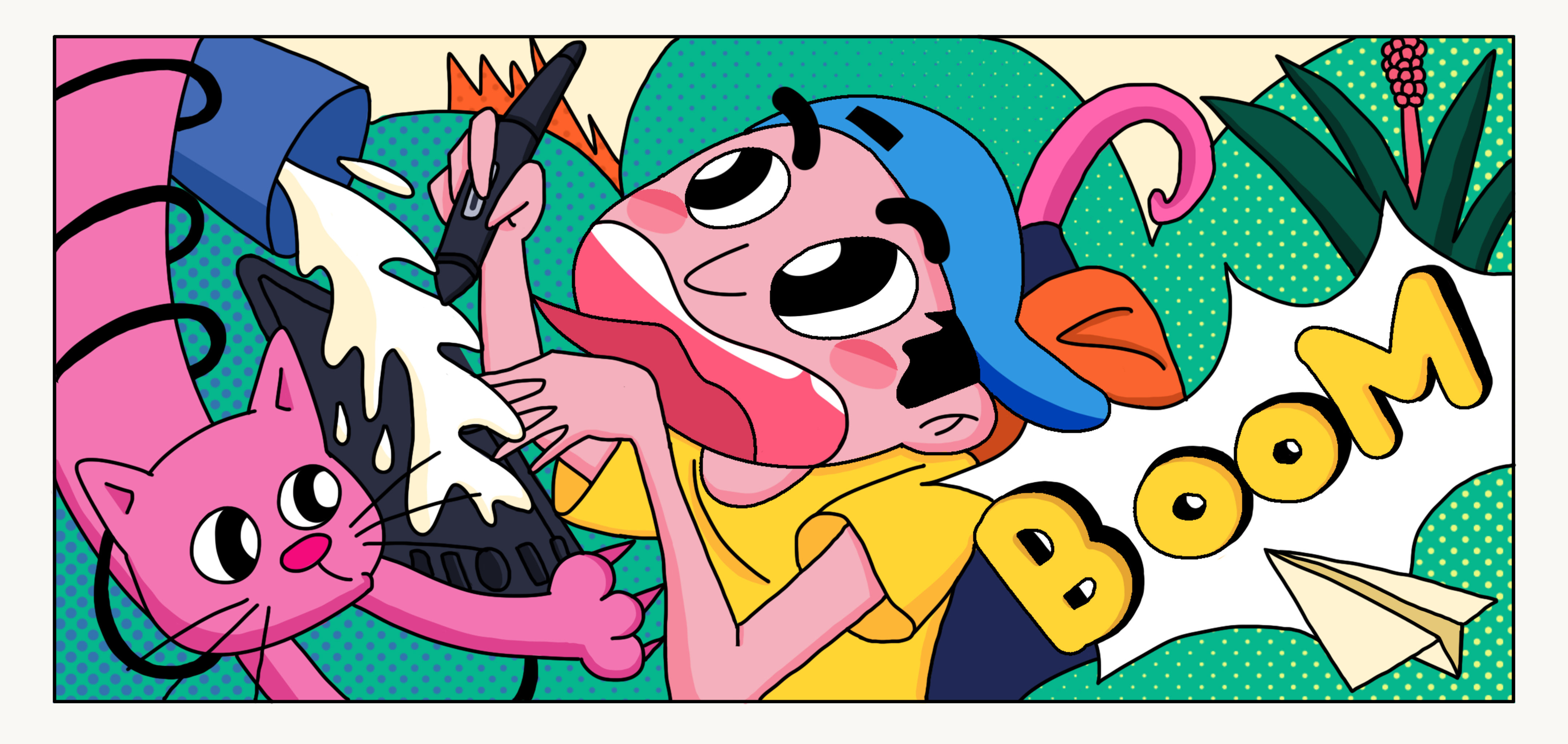 国潮插画流行潮牌青年涂鸦风漫画