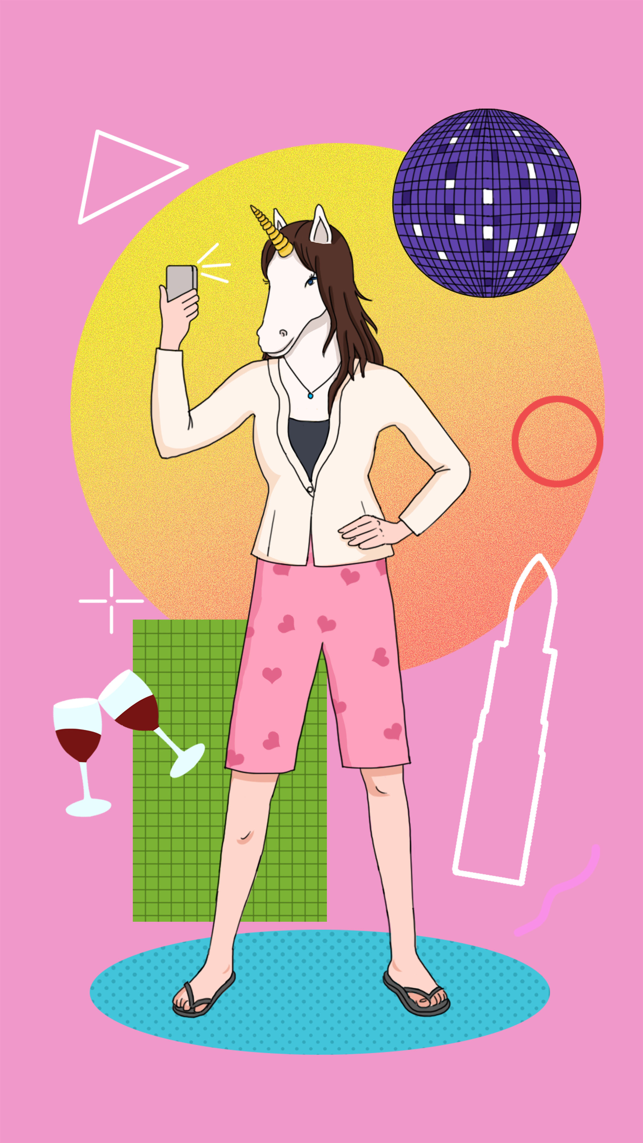 马头人物形象时尚现代都市女人生活插画