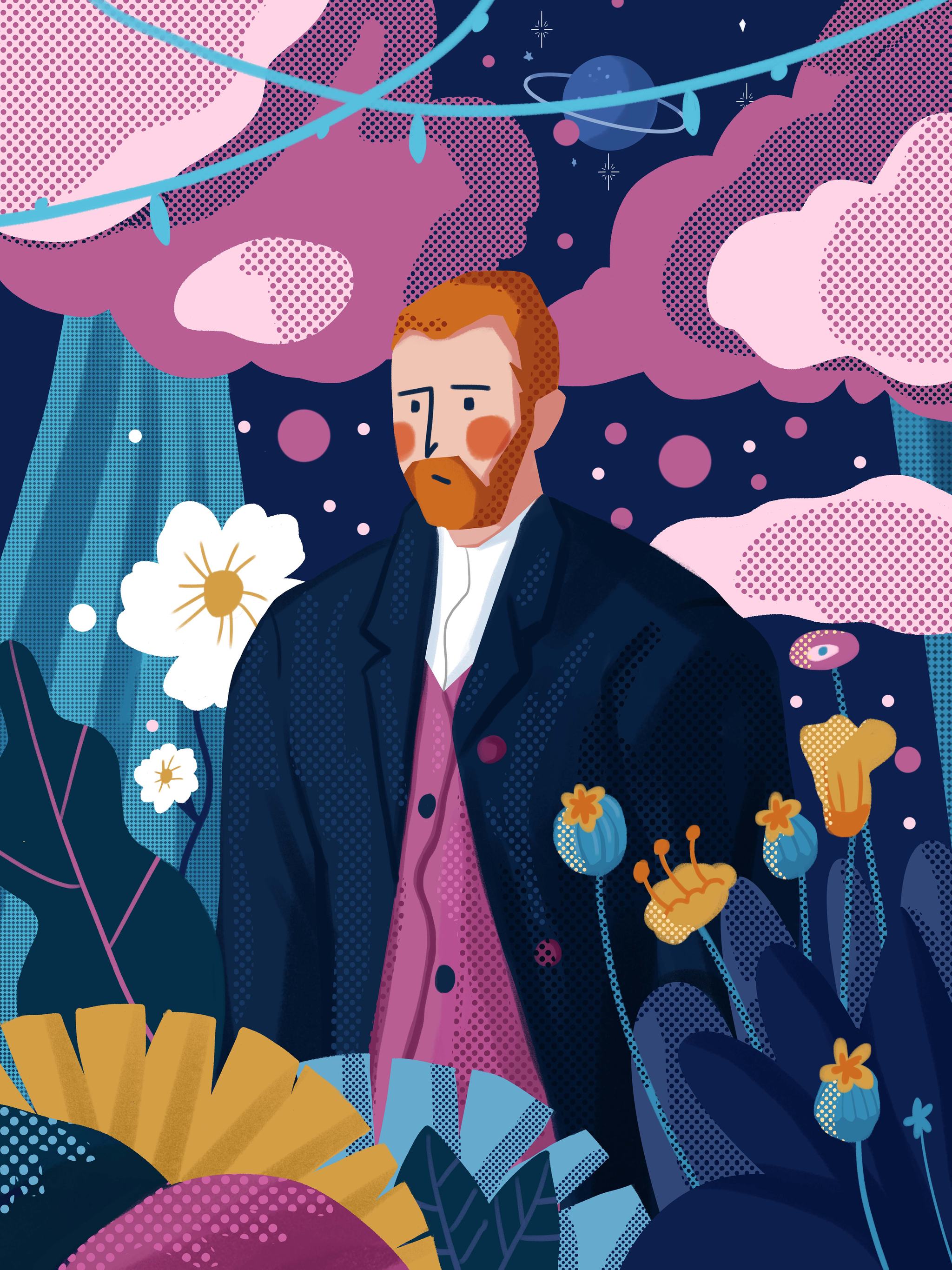 世界名画转插画——梵高自画像