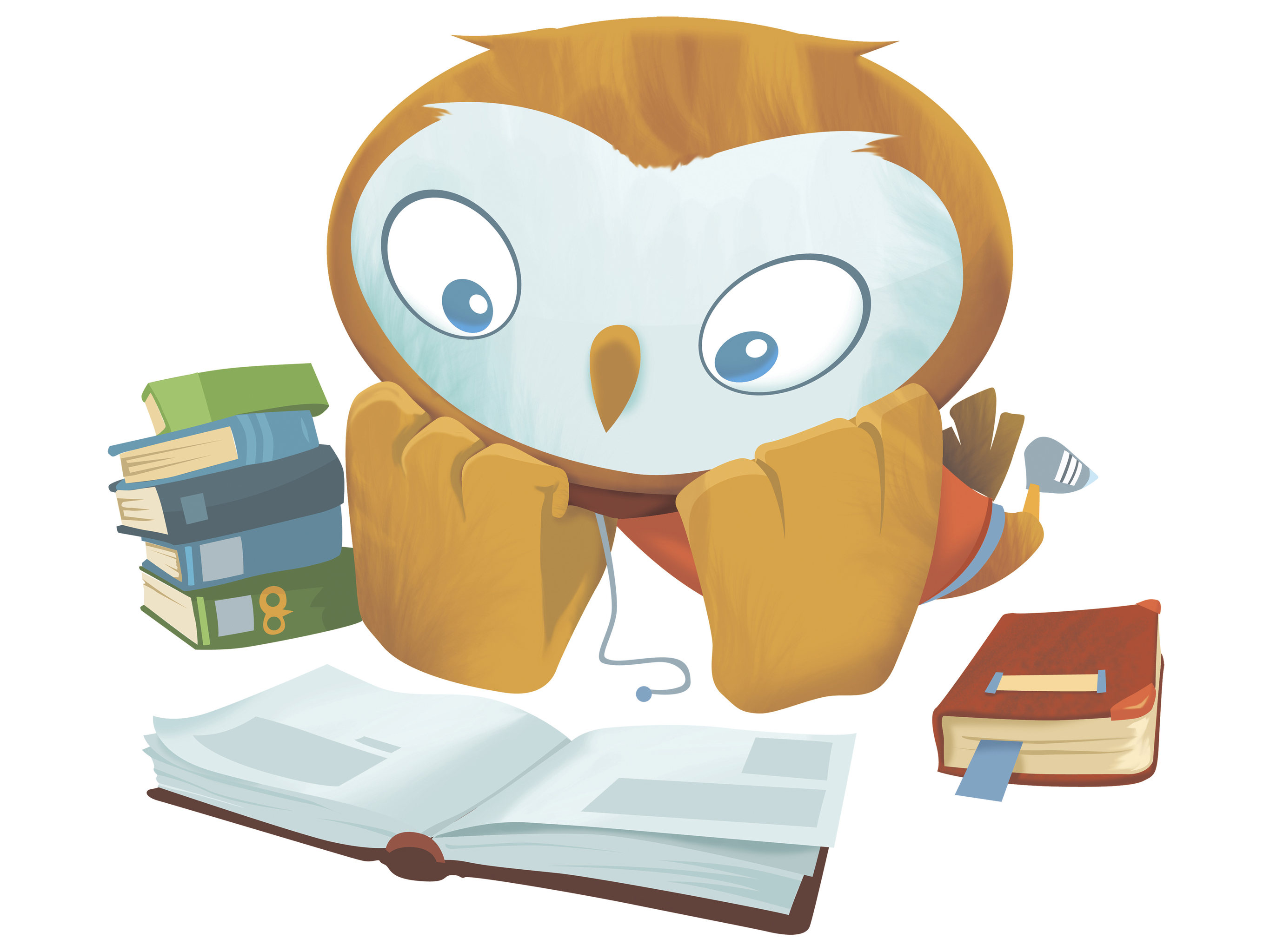 拟人化的猫头鹰阅读书籍