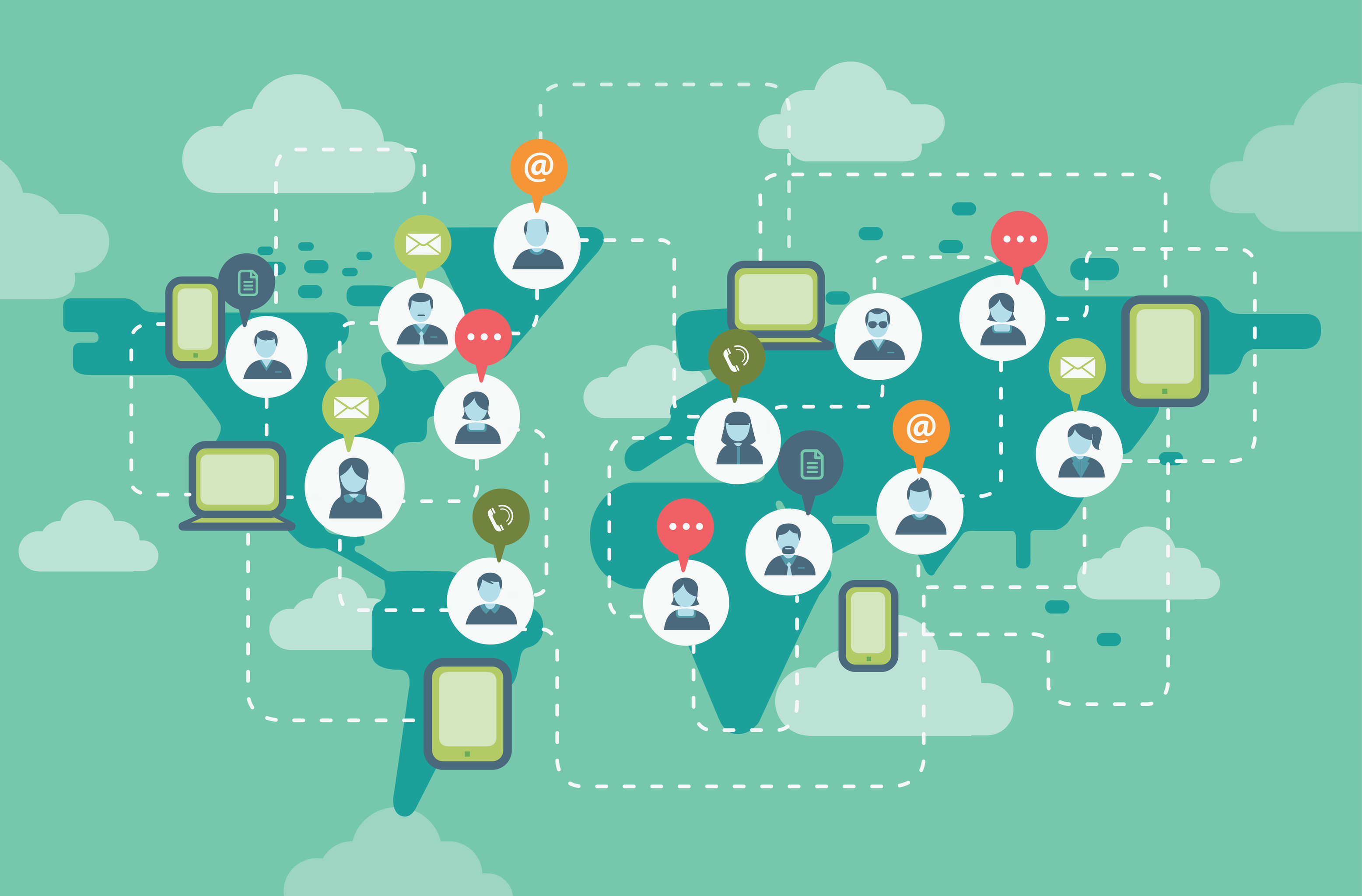 人们透过网络与世界各地的人连系