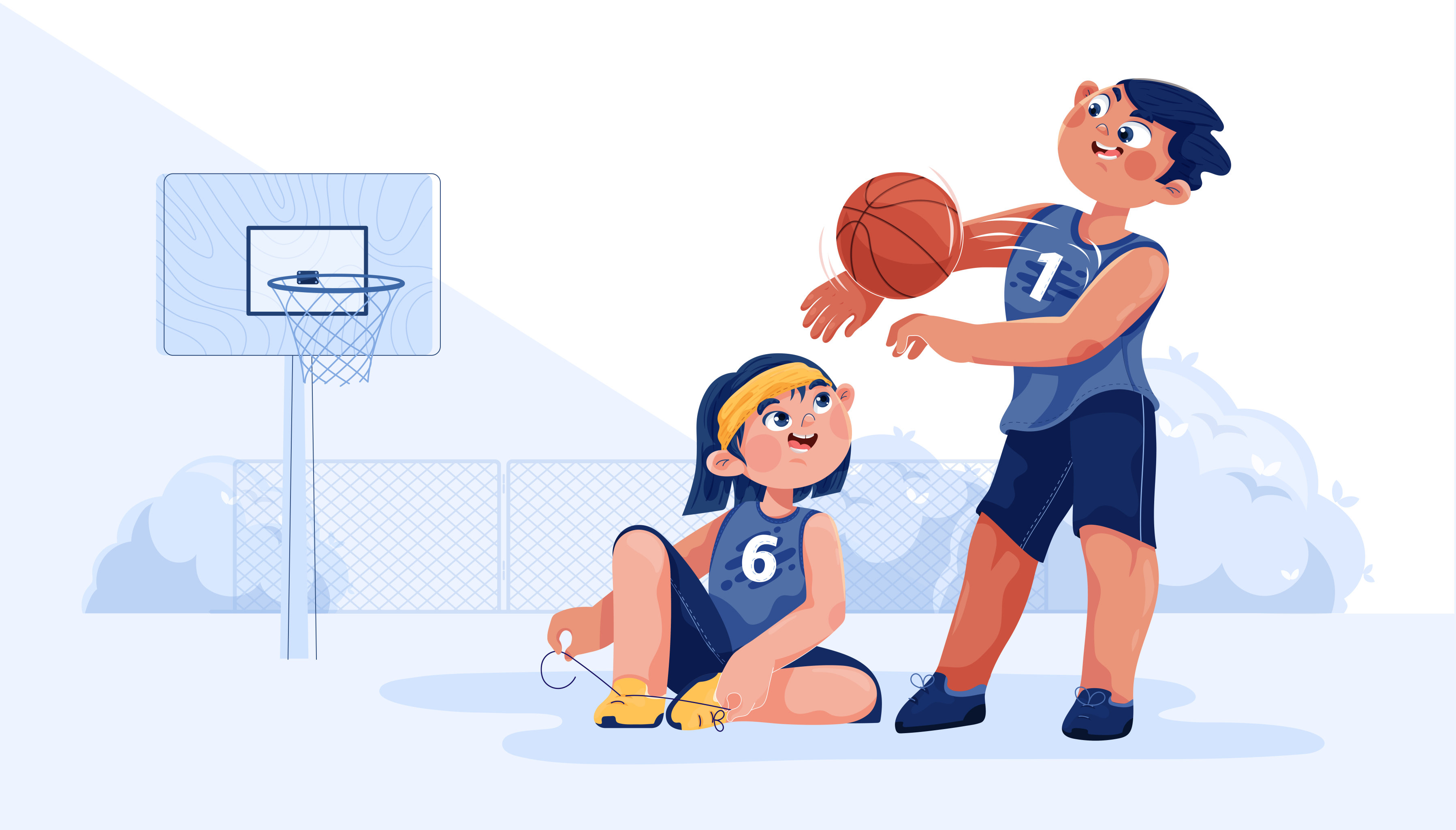 儿童篮球主题人物插图